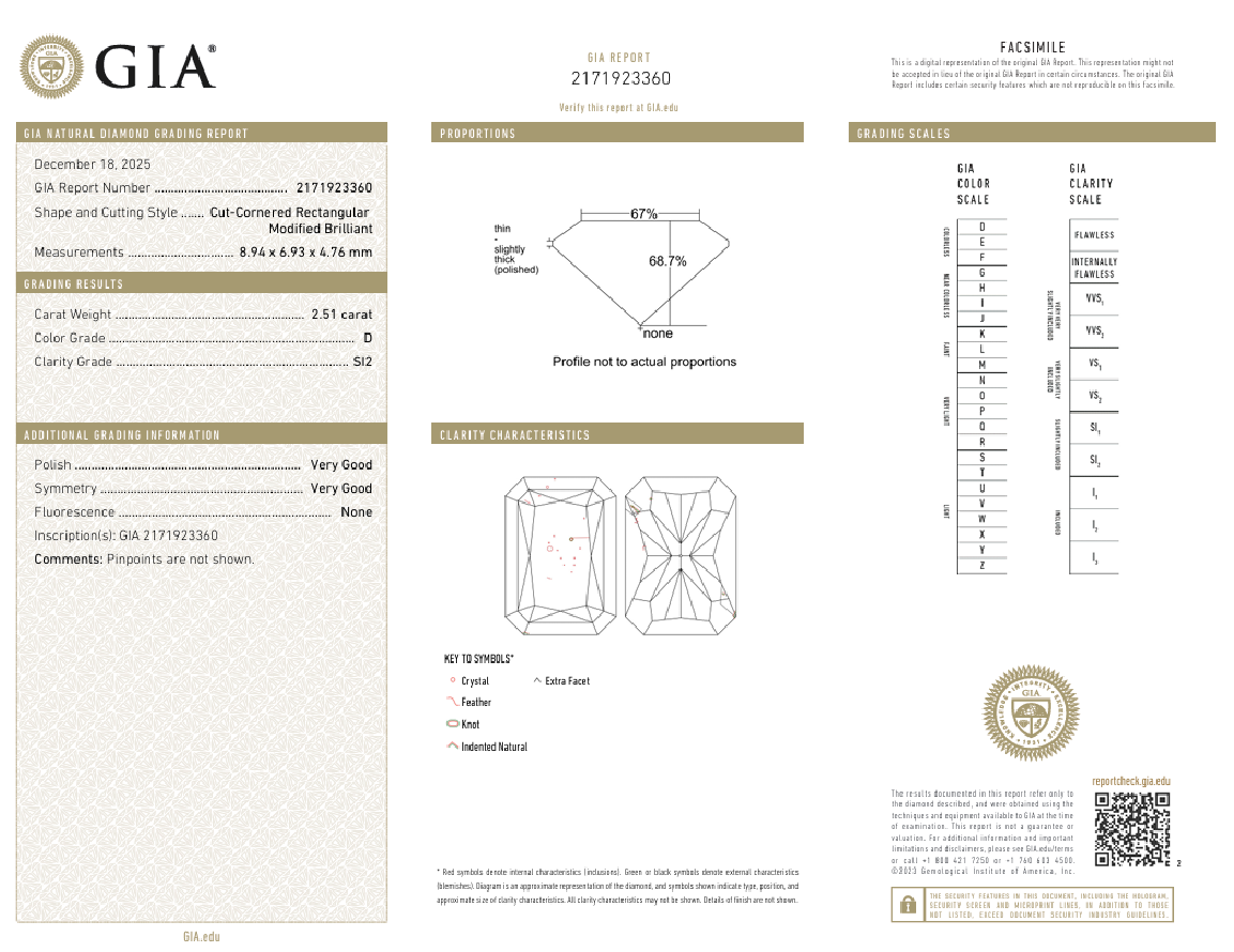 2.51 Carat Radiant Cut Diamond GIA Certified D-SI2 Loose