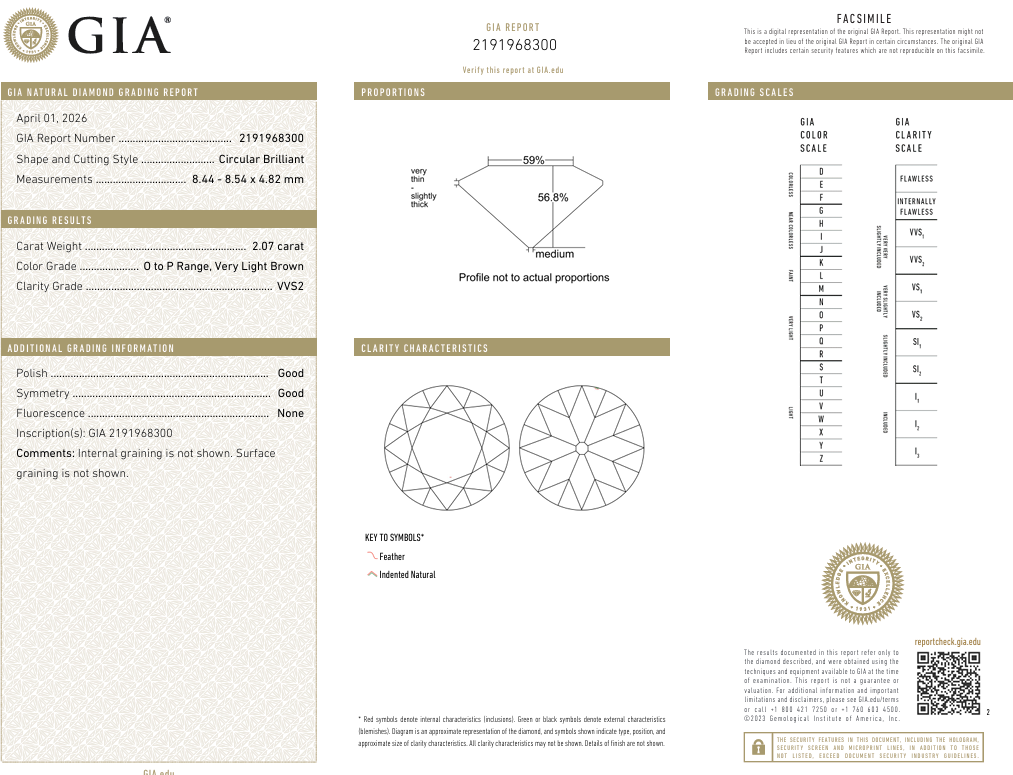 2.07 Carat Old European Cut Diamond Precious O-VVS2 Hand-Cut GIA Certified