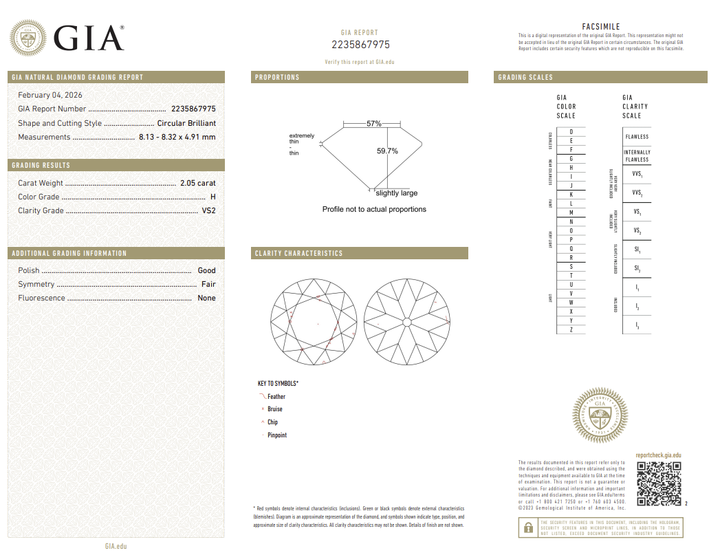 2.05 Carat Old European Cut Antique Natural Mined Diamond H Color VS2 Clarity With GIA Certificate