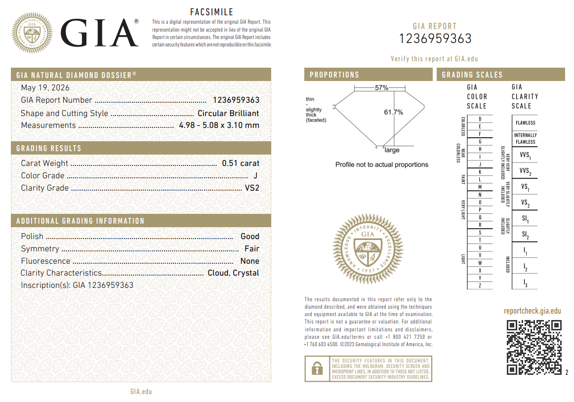 0.51 Carat Old European Cut Diamond J-VS2 Loose Artisan GIA Certified