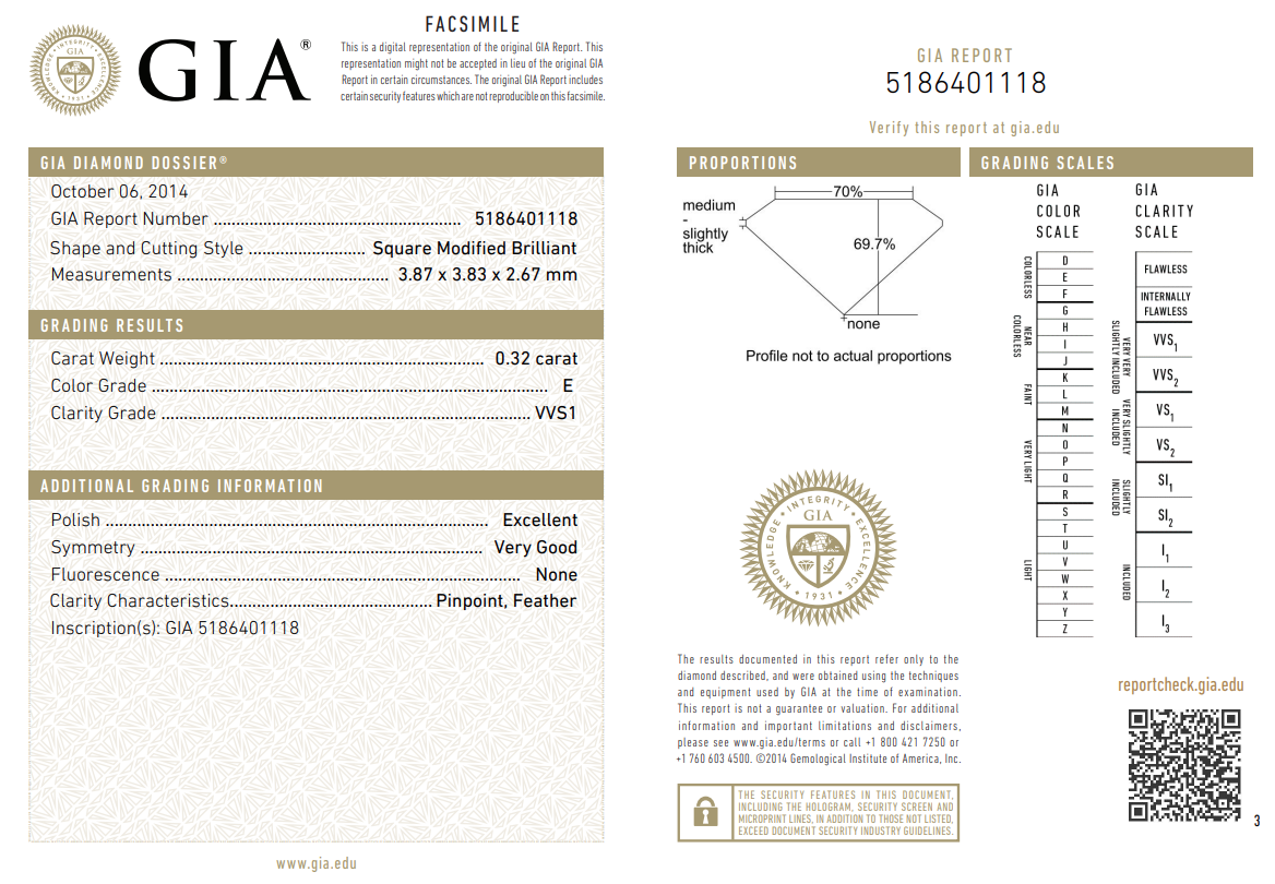 0.32 Carat Princess Cut Diamond E-VVS1 Loose Natural GIA