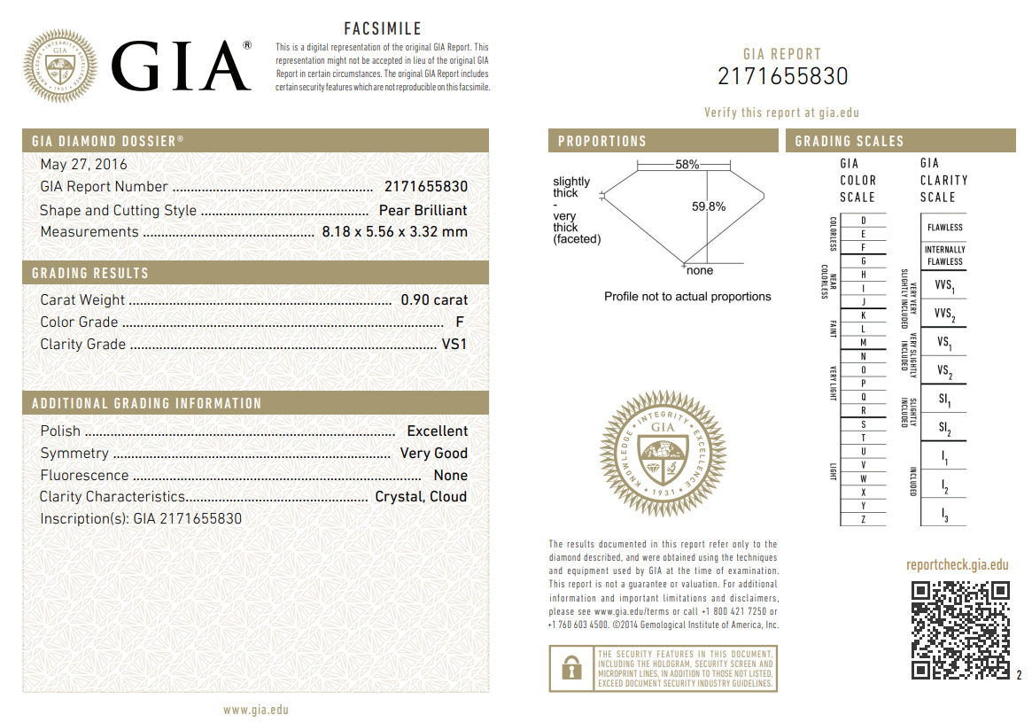 GIA Certified Natural 0.9 Carat Pear Shape Diamond Loose F-VS1