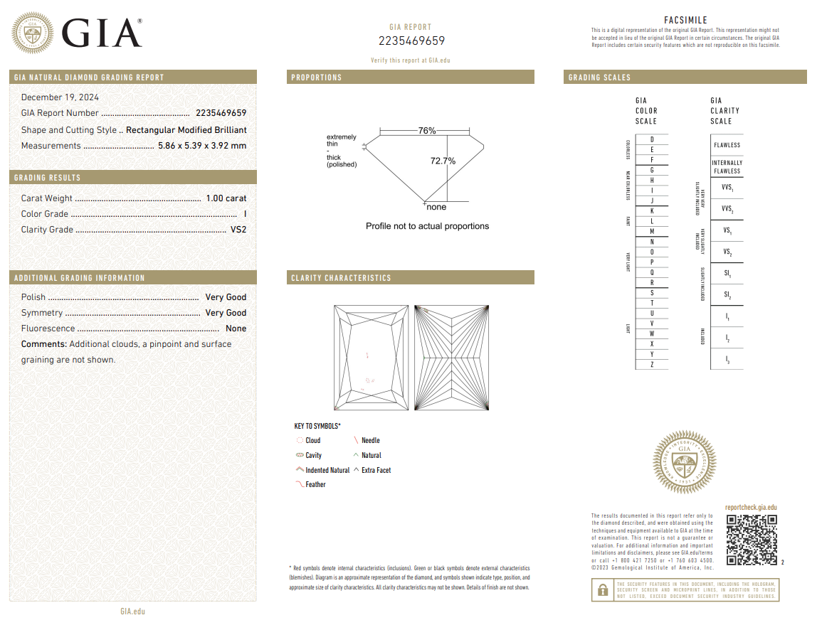1 Ct Princess Cut Diamond Natural I-VS2 with GIA Certificate