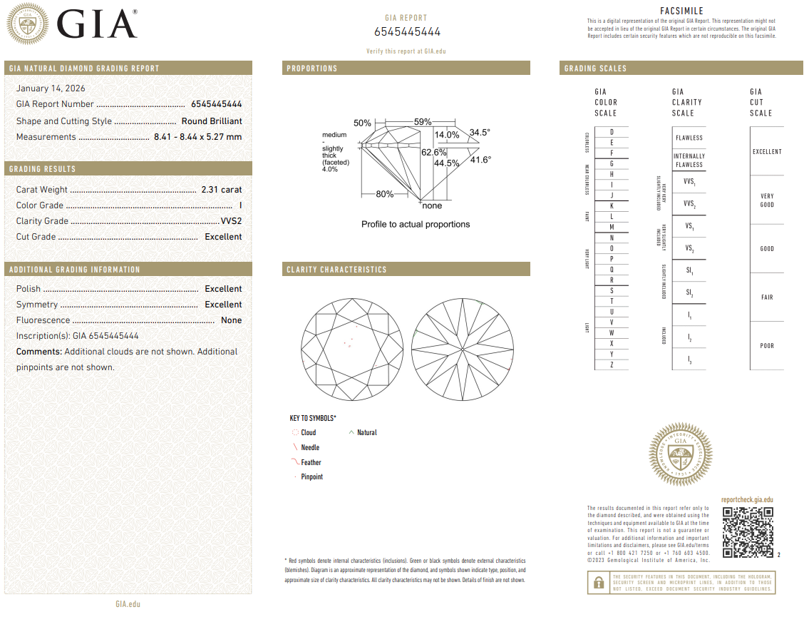 2.31 Ct Round Brilliant Diamond I-VVS2 Loose Natural GIA Certified