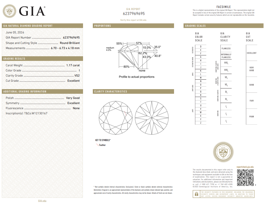 GIA Certified Natural 1.17 Carat Round Brilliant Diamond Loose I-VS2