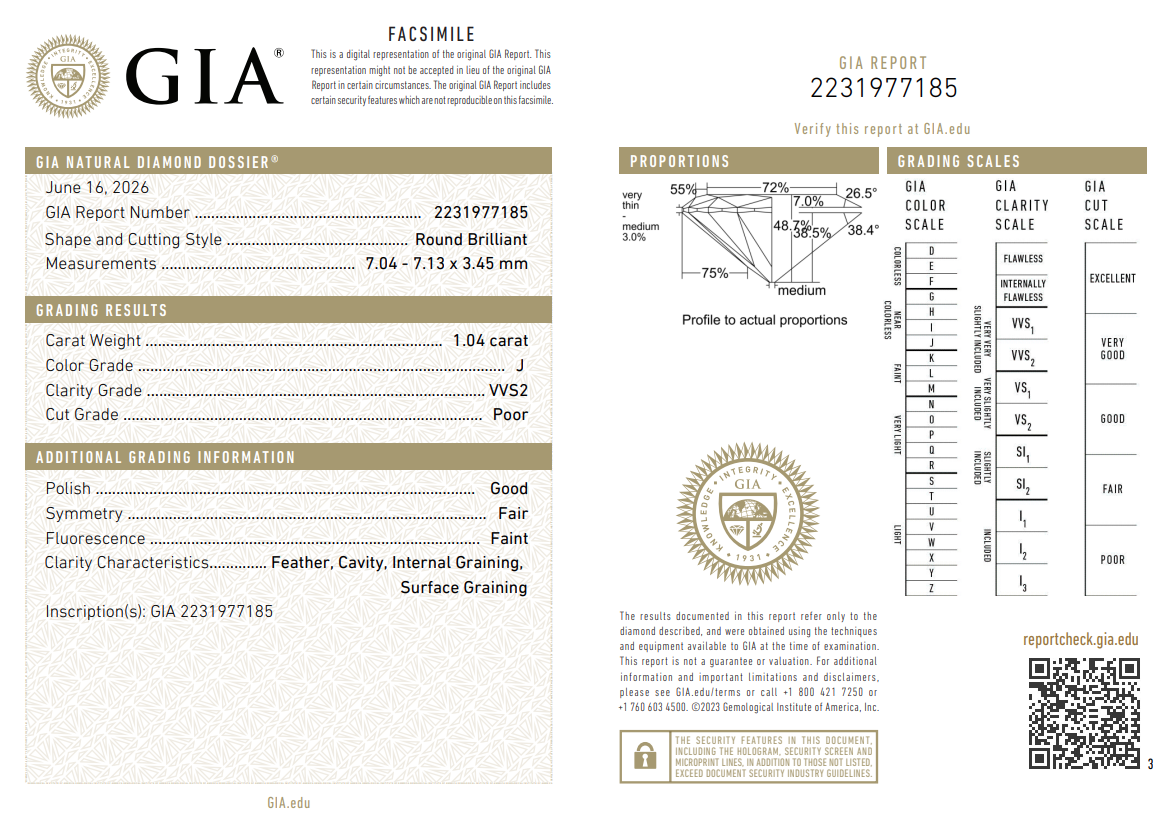 GIA Certified Old World Loose 1.04 Carat Round Brilliant Diamond J-VVS2