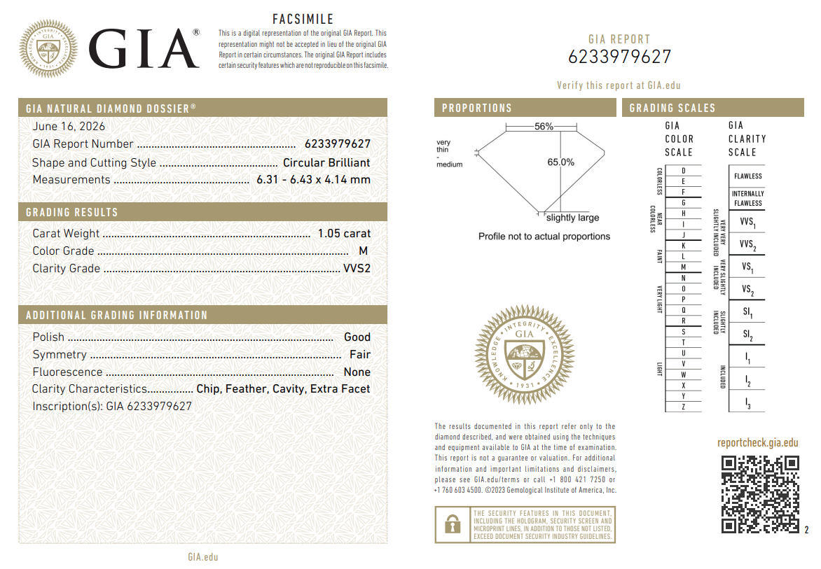 GIA Certified 1.05 Ct Old European Cut Diamond M-VVS2 Precious Loose