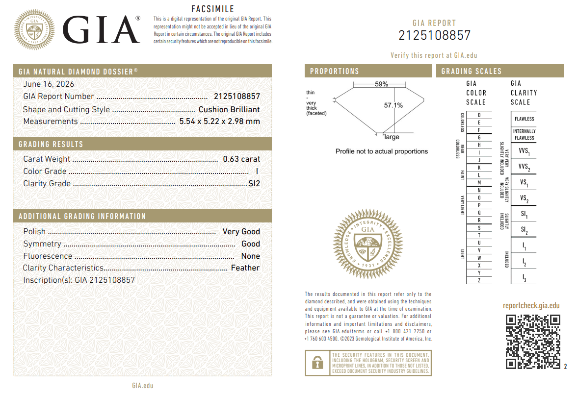 GIA Certified Engagement 0.63 Ct Old European Cut Diamond Natural I-SI2