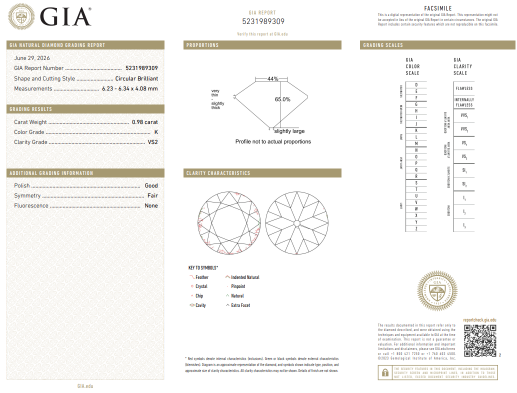 0.98 Ct Old European Cut Diamond K-VS2 Loose Premium GIA Certified