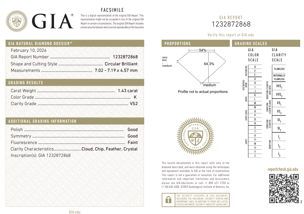 1.43 Carat Old European Cut Antique Natural Mined Diamond K Color VS2 Clarity With GIA Certificate