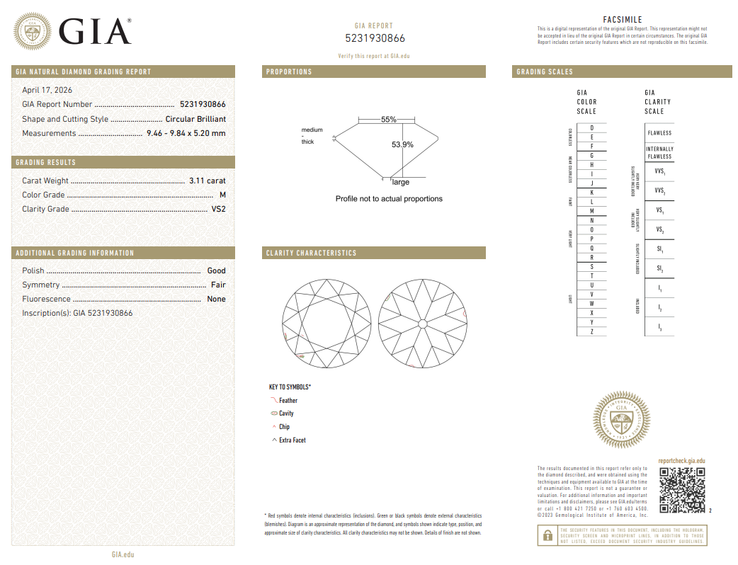 Authentic 3.11 Ct Old European Cut Diamond M-VS2 with GIA Certificate