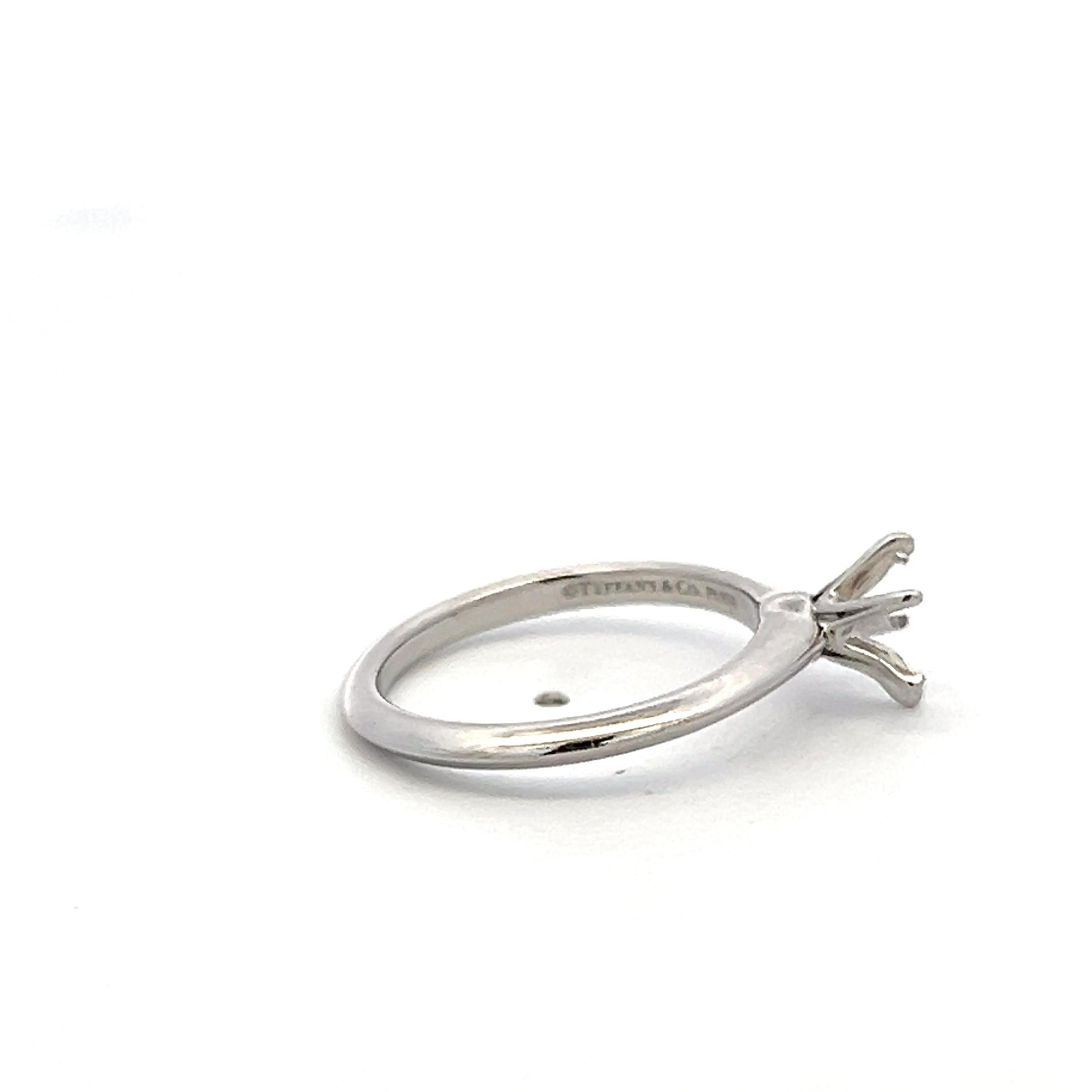 Tiffany & Co Vintage Platinum Semi Mount Ring Size 6 Fits 0.76 Carat Stone