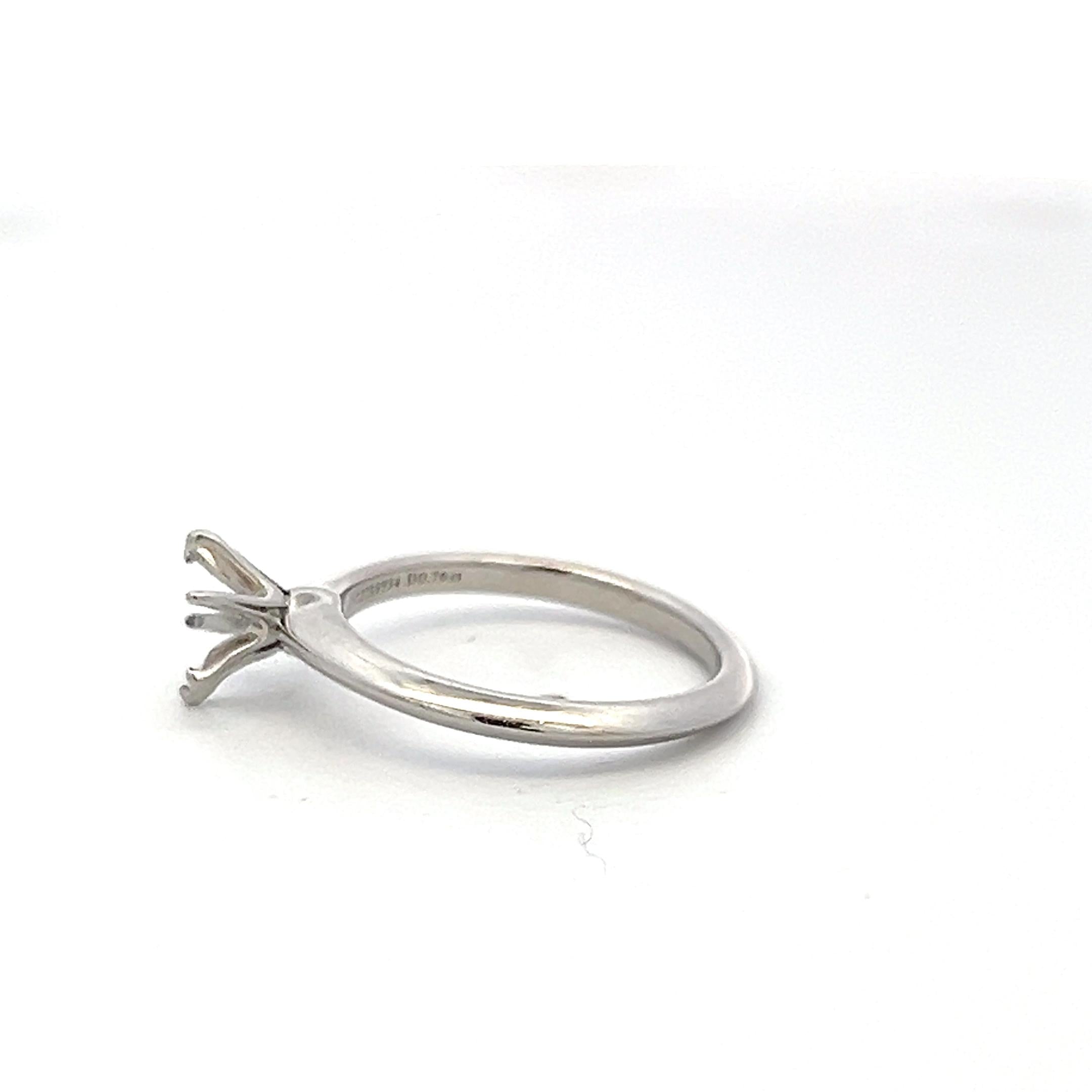 Tiffany & Co Vintage Platinum Semi Mount Ring Size 6 Fits 0.76 Carat Stone
