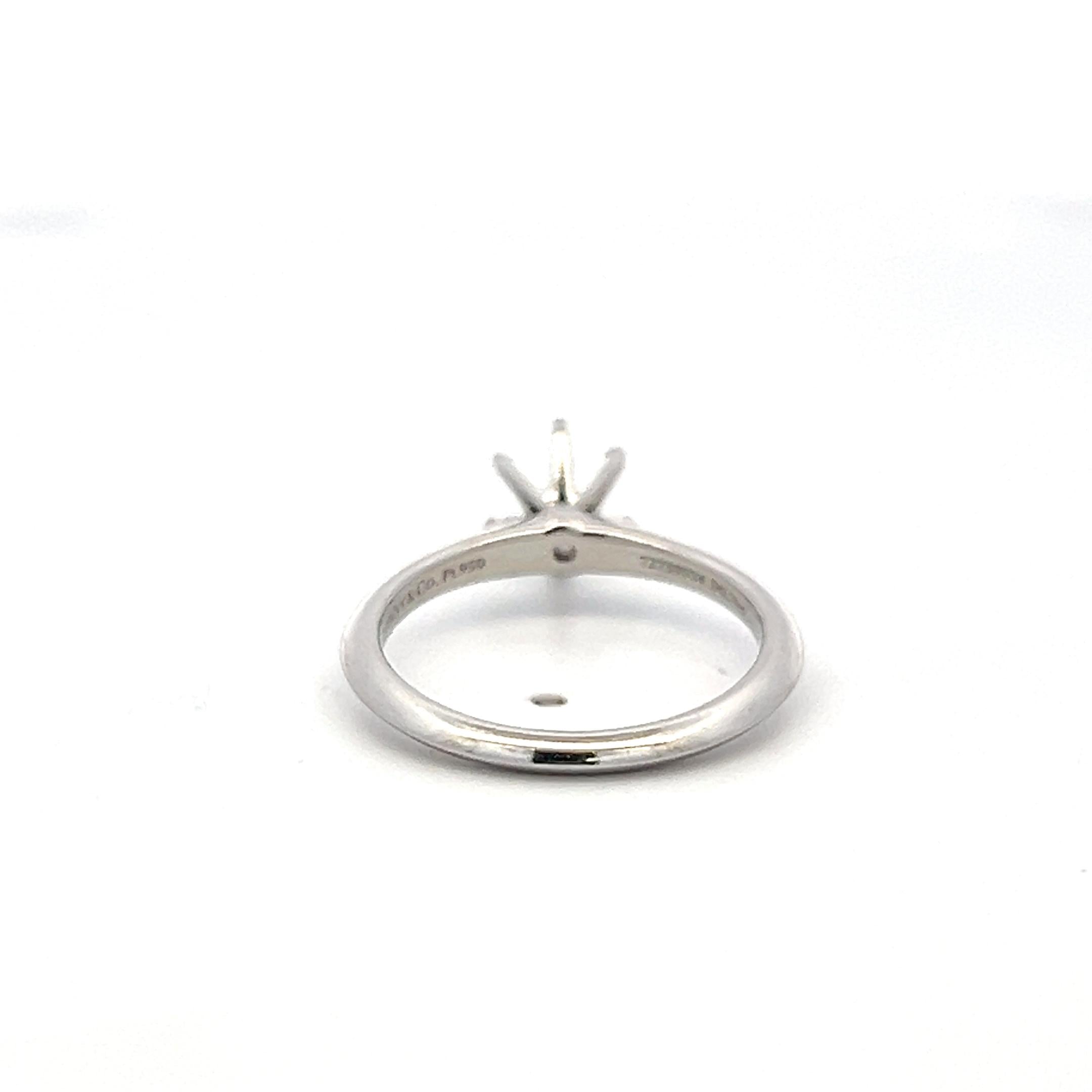 Tiffany & Co Vintage Platinum Semi Mount Ring Size 6 Fits 0.76 Carat Stone