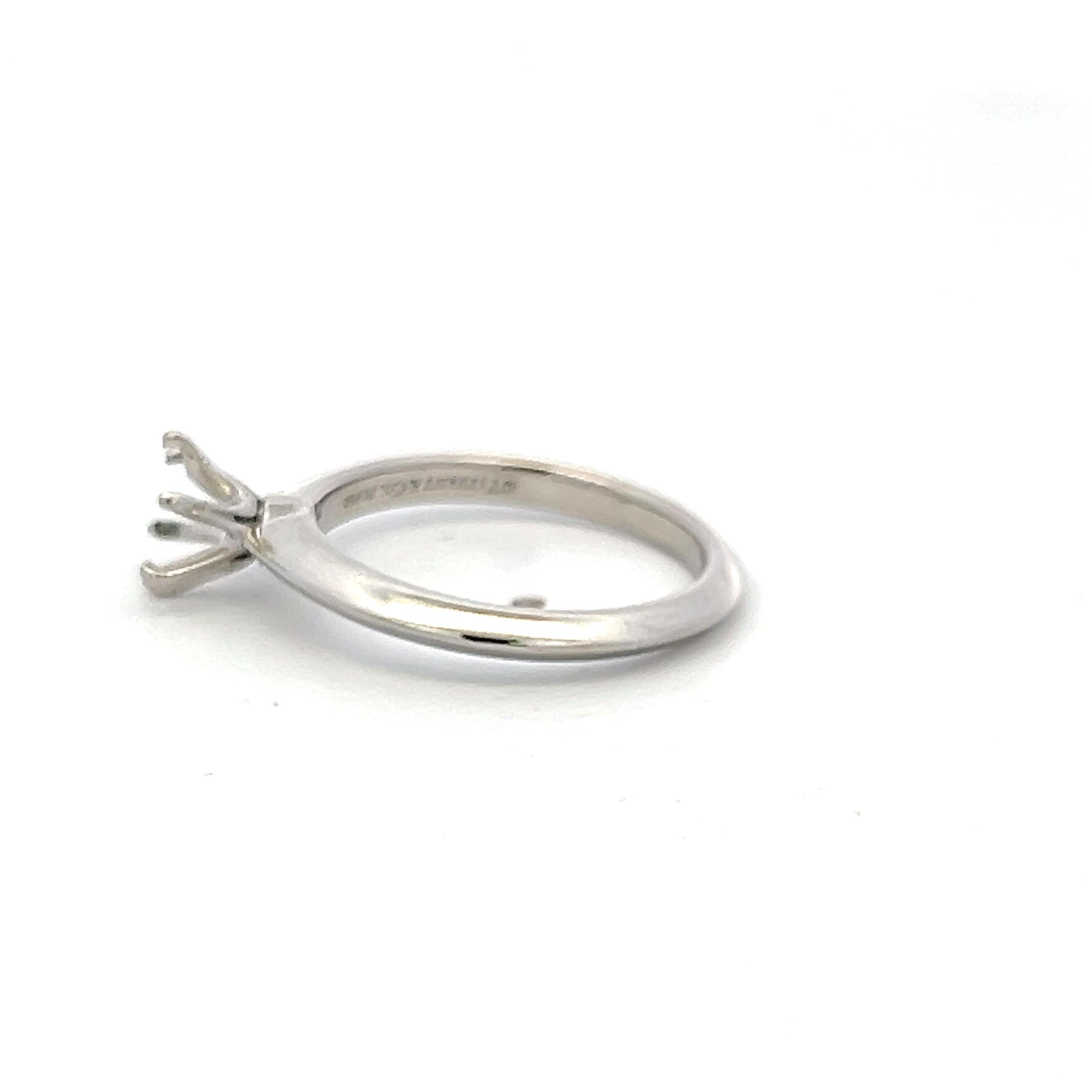 Tiffany & Co Vintage Platinum Semi Mount Ring Size 6 fits 0.75 Carat Stone
