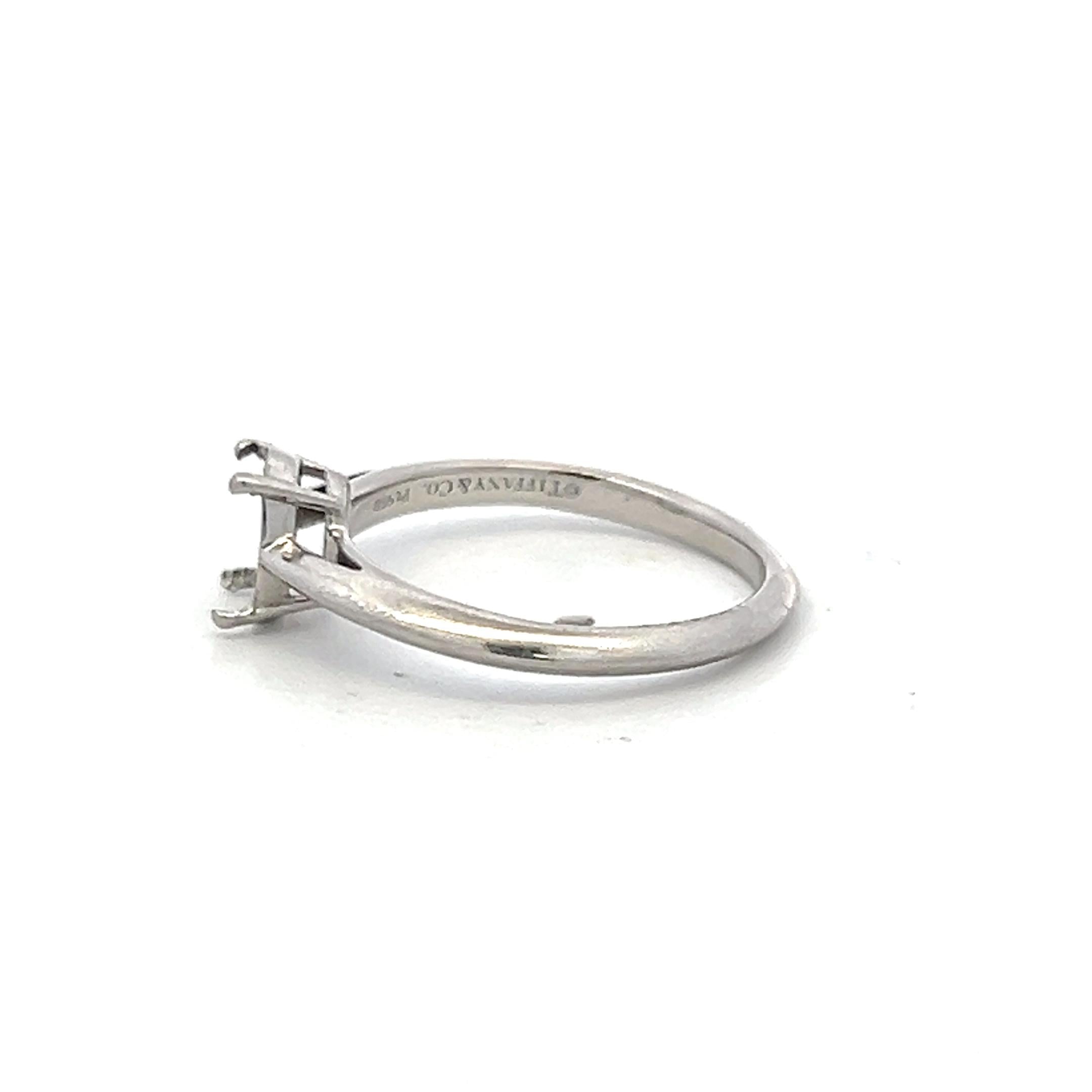 Tiffany & Co Vintage Platinum Semi Mount Ring Fits 6.5mm 1.10ct Center Stone