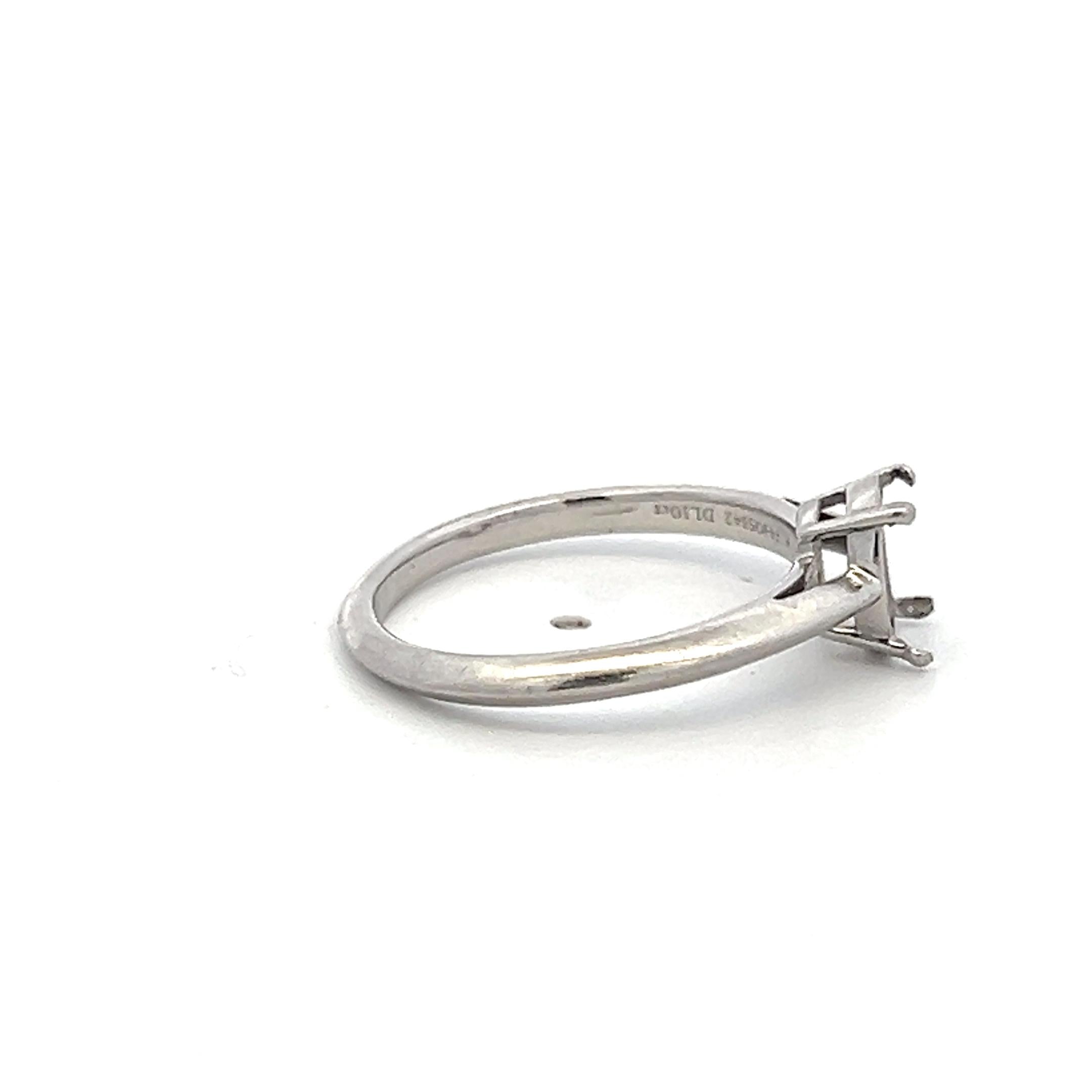 Tiffany & Co Vintage Platinum Semi Mount Ring Fits 6.5mm 1.10ct Center Stone
