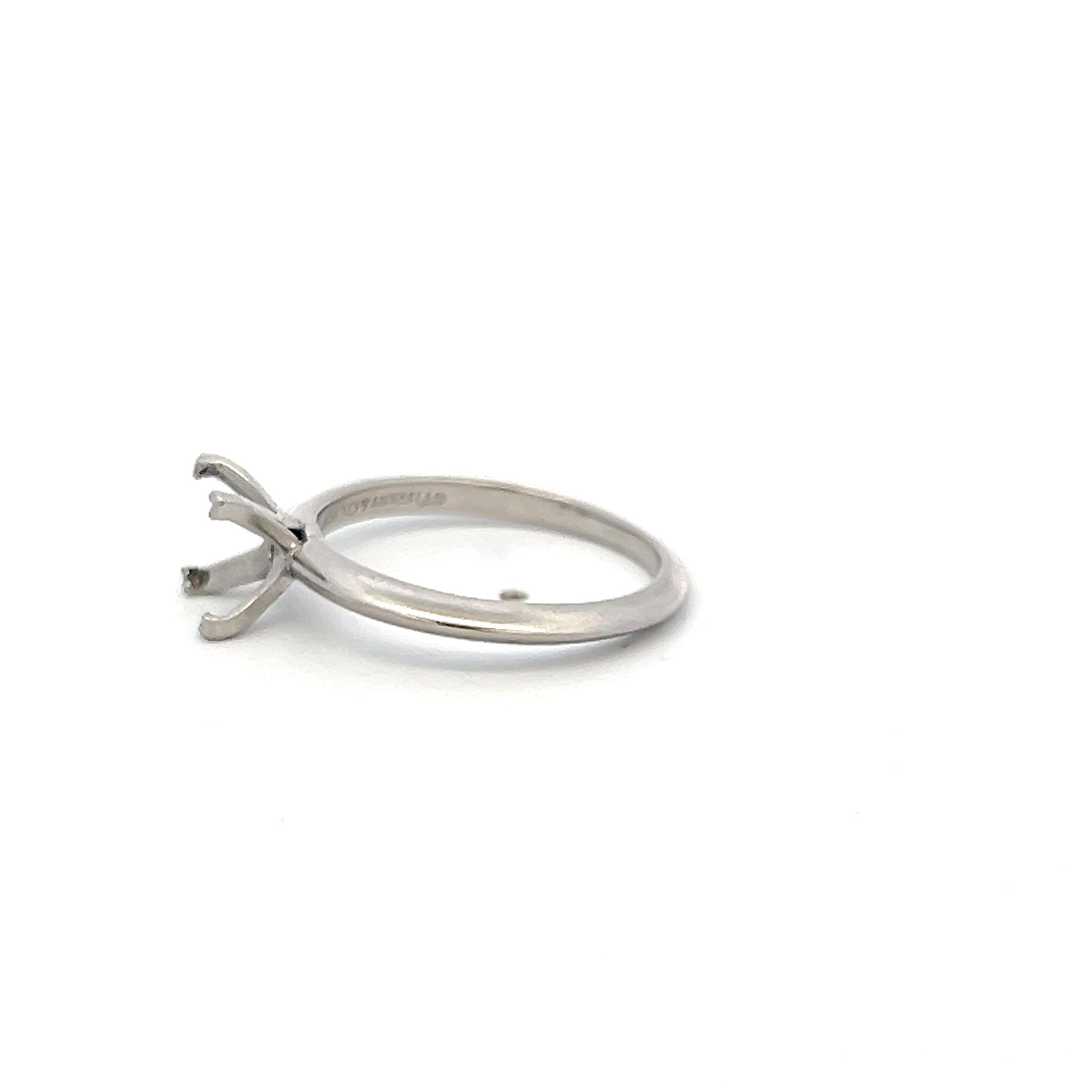 Tiffany & Co Vintage Platinum Semi Mount Ring Size 7.25 Fits 1.08 plus Carat