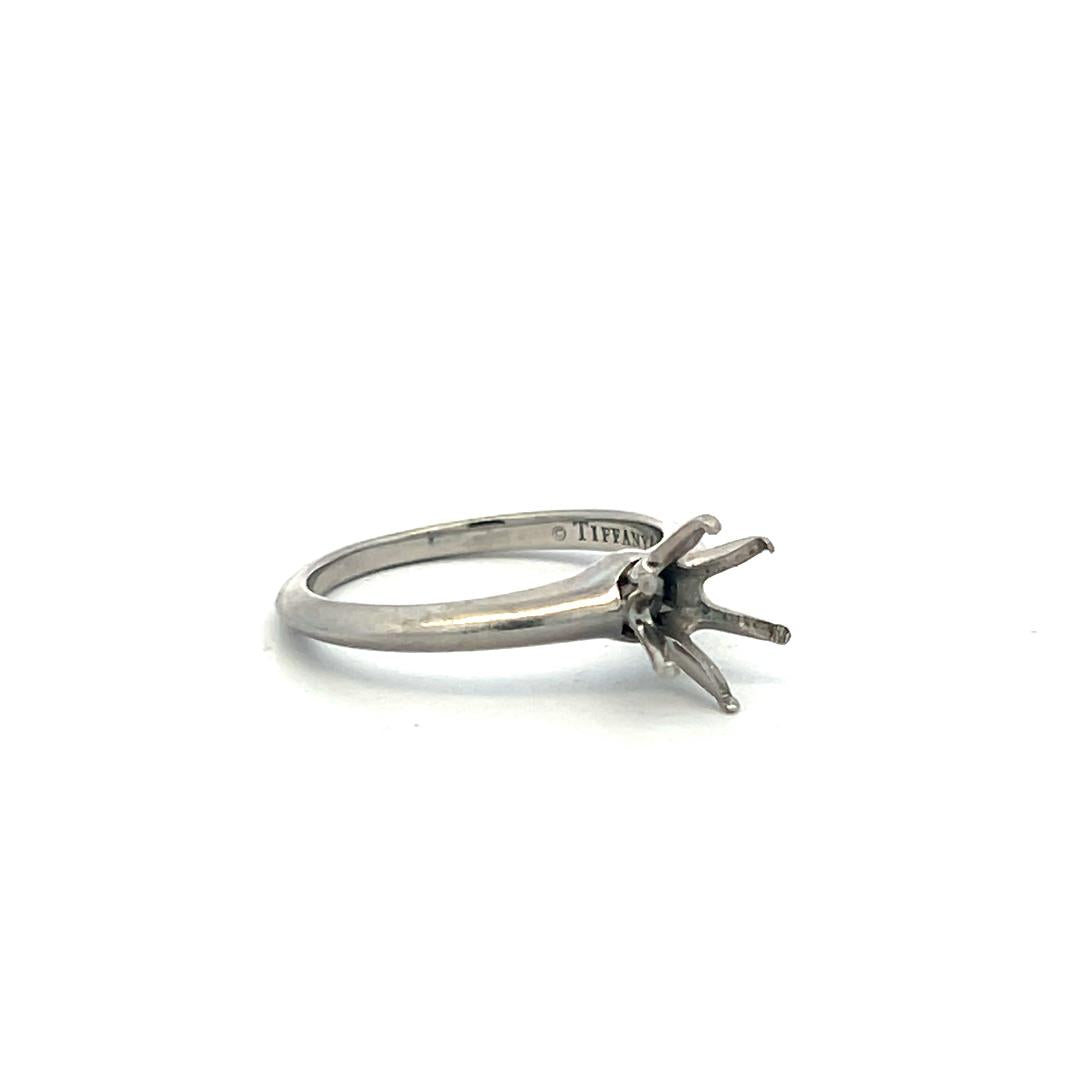 Tiffany & Co Platinum Semi Mount Ring Fits 7.5mm 1.55ct Center Stone Size 6