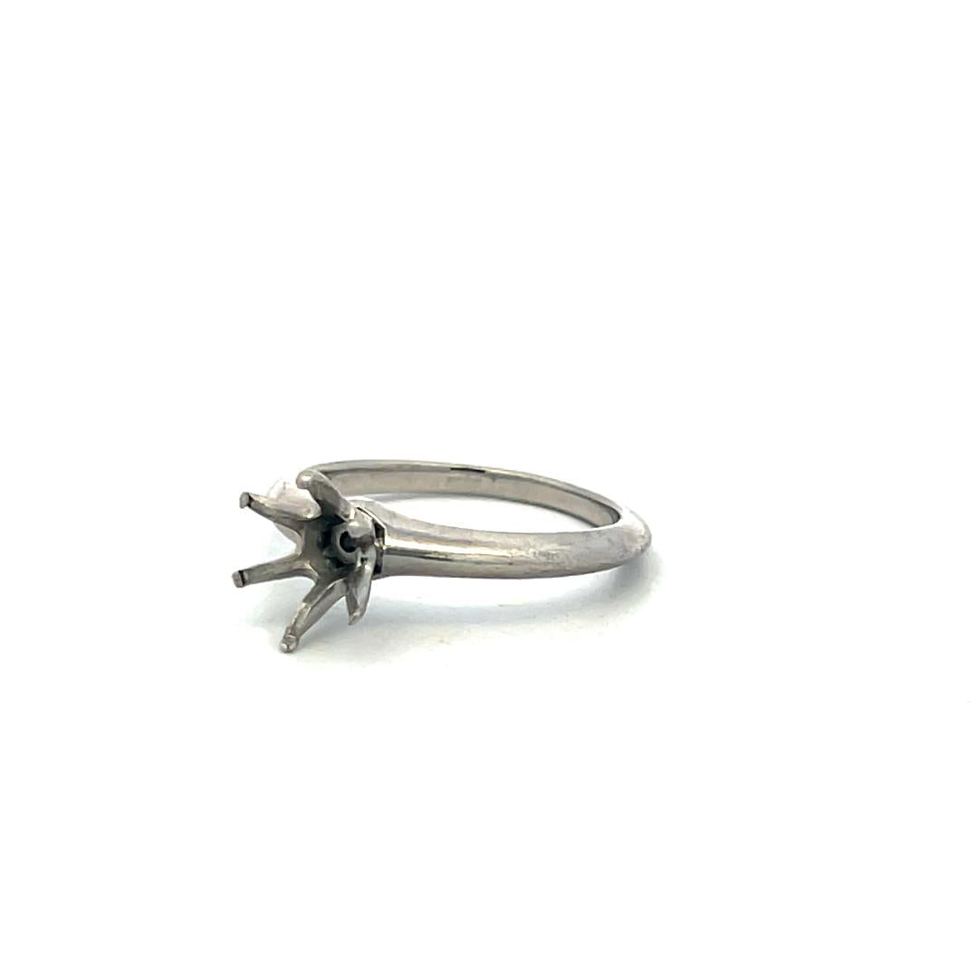 Tiffany & Co Platinum Semi Mount Ring Fits 7.5mm 1.55ct Center Stone Size 6