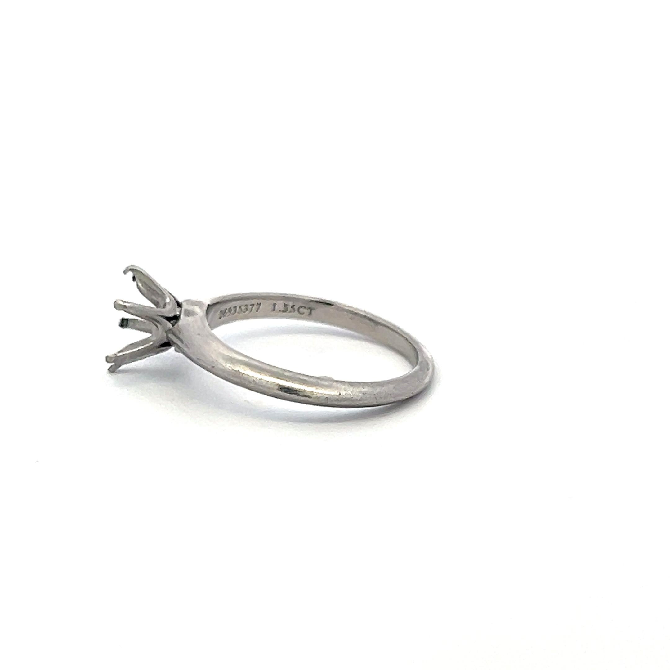 Tiffany & Co Platinum Semi Mount Ring Fits 7.5mm 1.55ct Center Stone Size 6