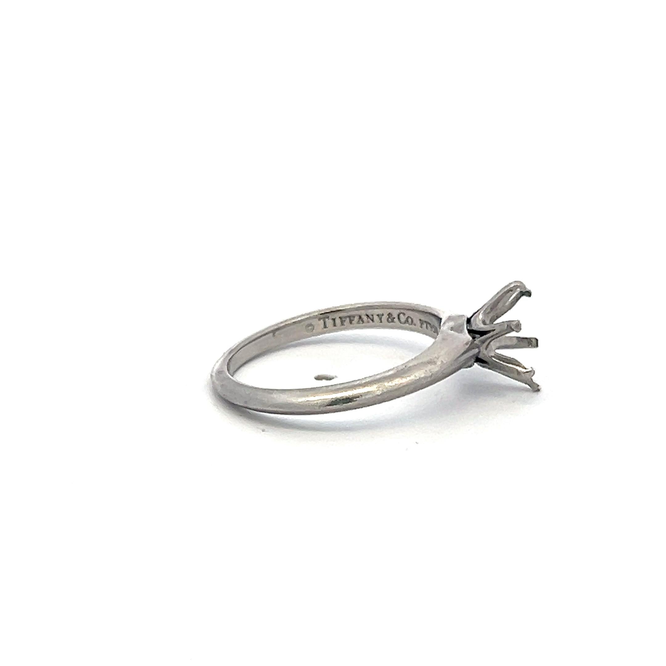 Tiffany & Co Platinum Semi Mount Ring Fits 7.5mm 1.55ct Center Stone Size 6