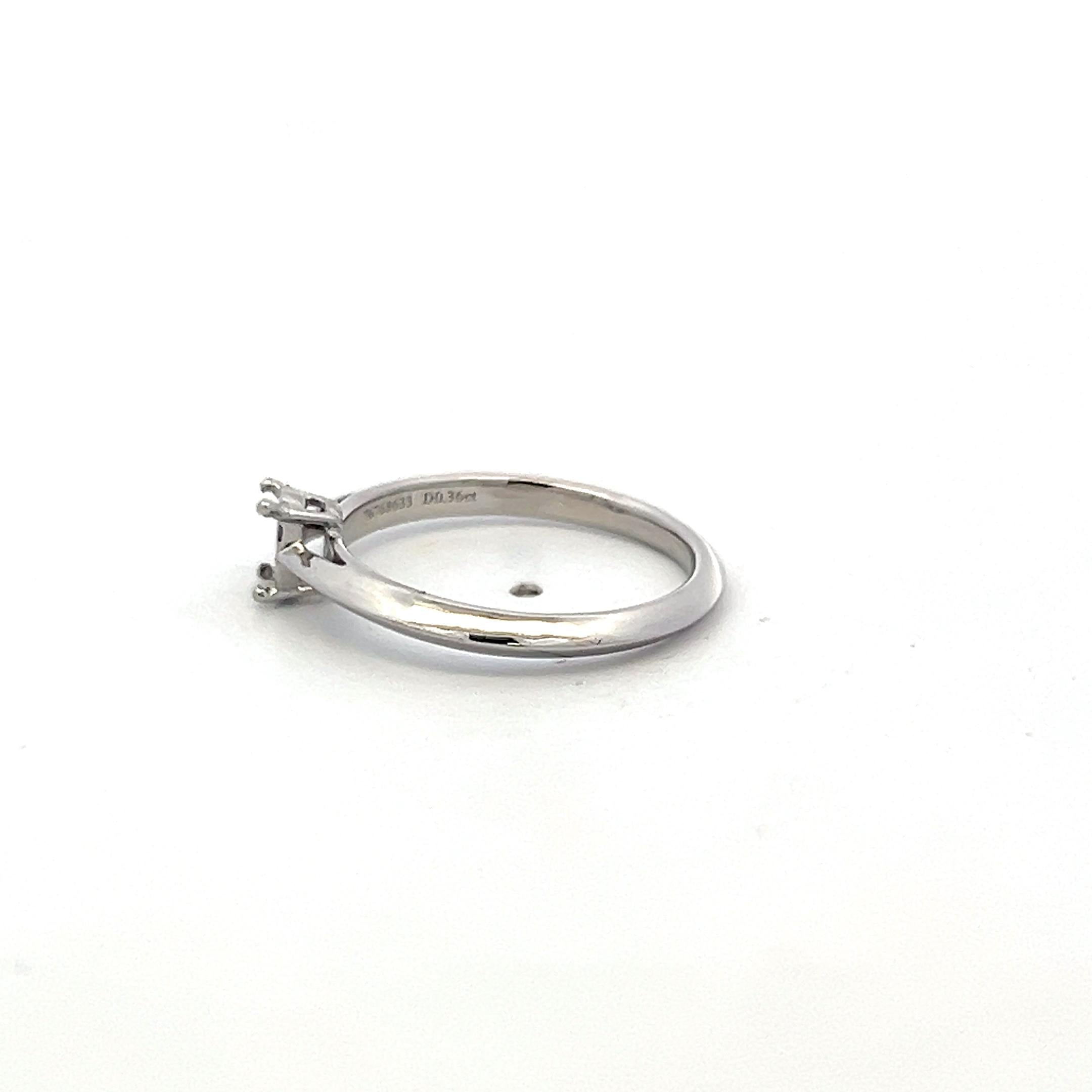 Tiffany & Co Vintage Platinum Semi Mount Ring Fits 6x4mm Size 6