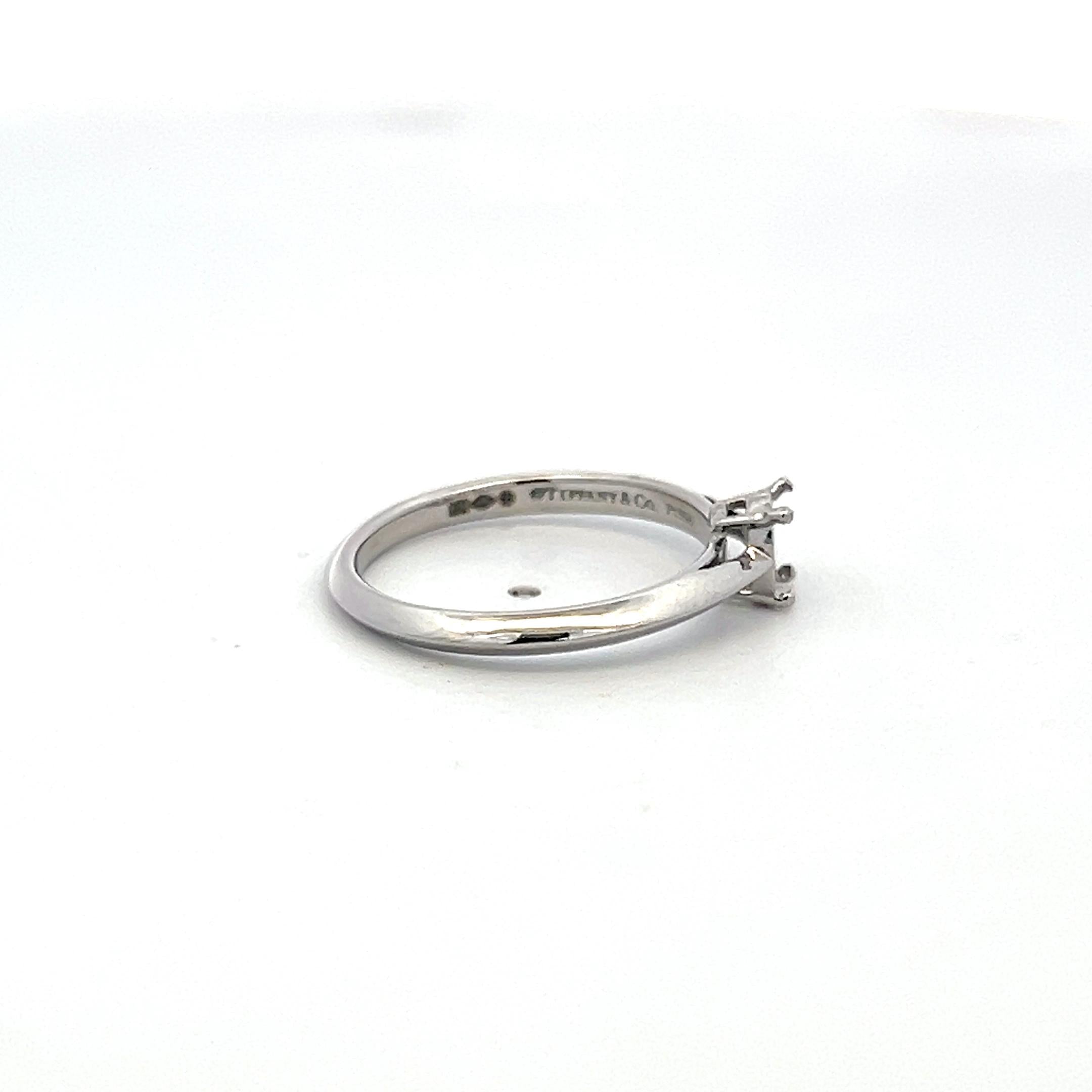 Tiffany & Co Vintage Platinum Semi Mount Ring Fits 6x4mm Size 6