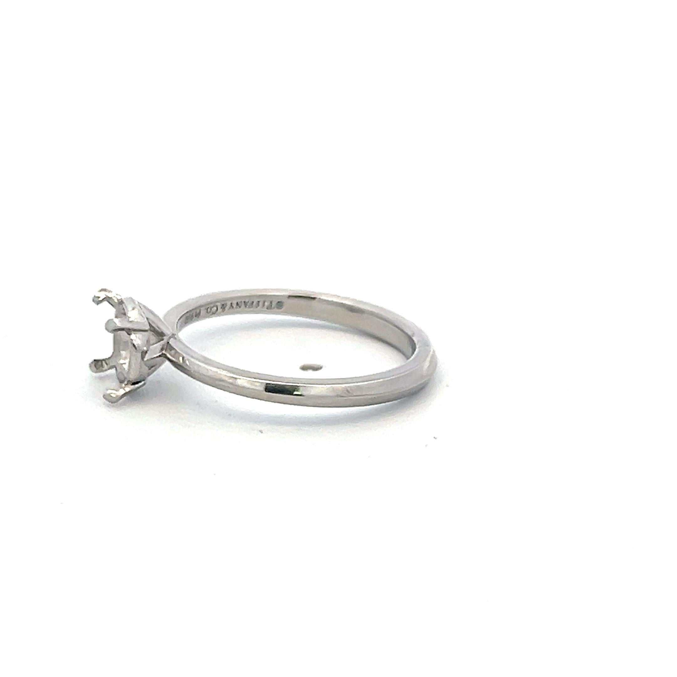 Tiffany & Co Platinum Semi Mount Ring Size 6 Fits 1.15 plus Carat