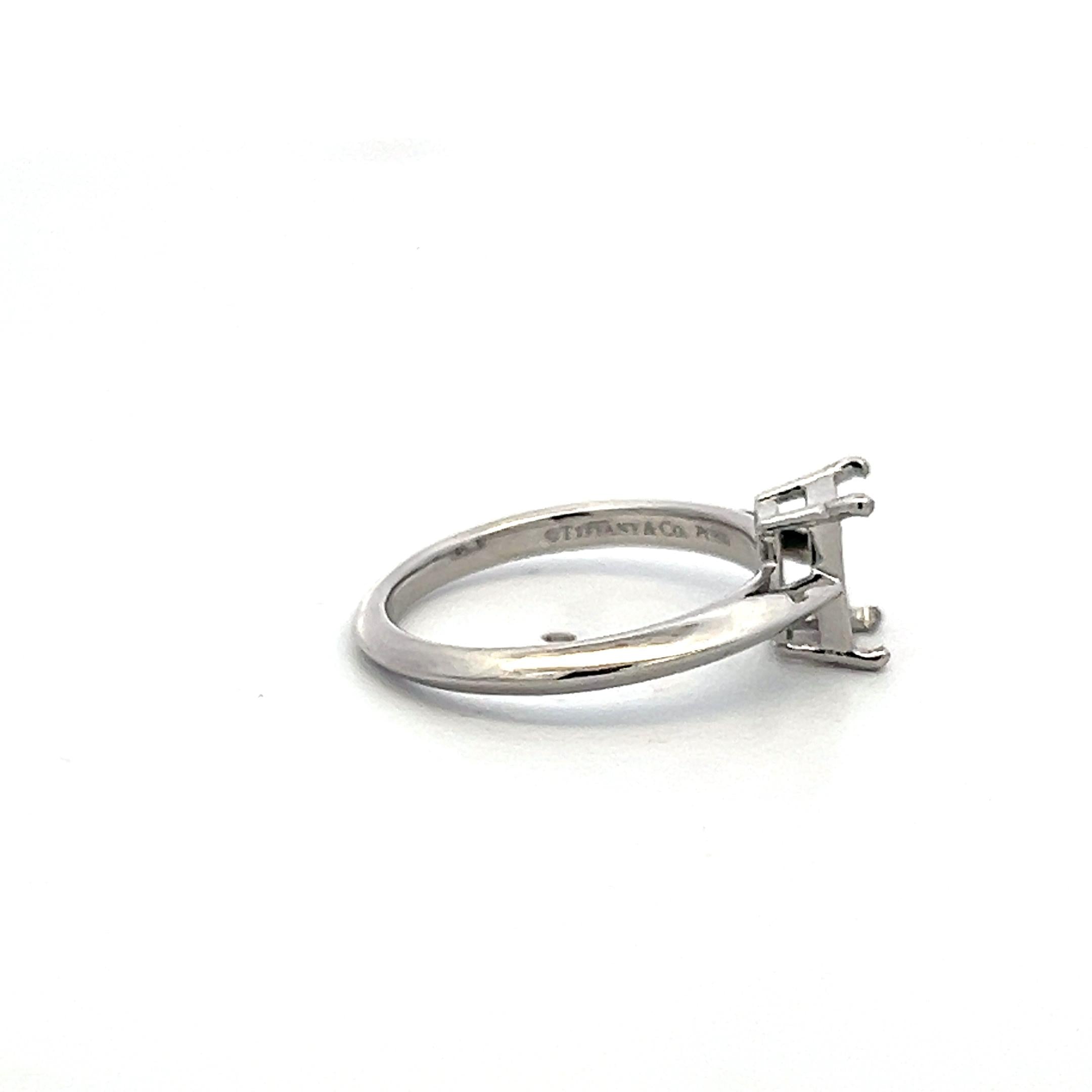Tiffany & Co Vintage Platinum Semi Mount Ring Fits 8.2mm Holds 1.20ct Stone
