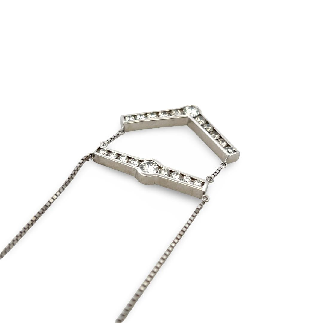 Vintage 14K White Gold Pendant Necklace with 3.55ct Round Diamonds 18 Inch