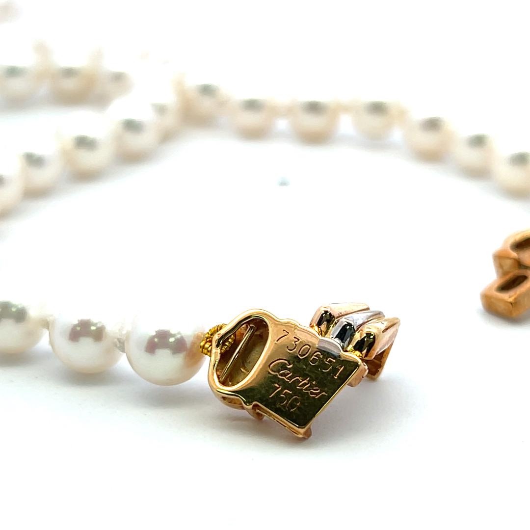 Cartier Vintage 18K Yellow Gold Beaded Necklace with 6.3-6.7mm Pearls 31.8 Grams