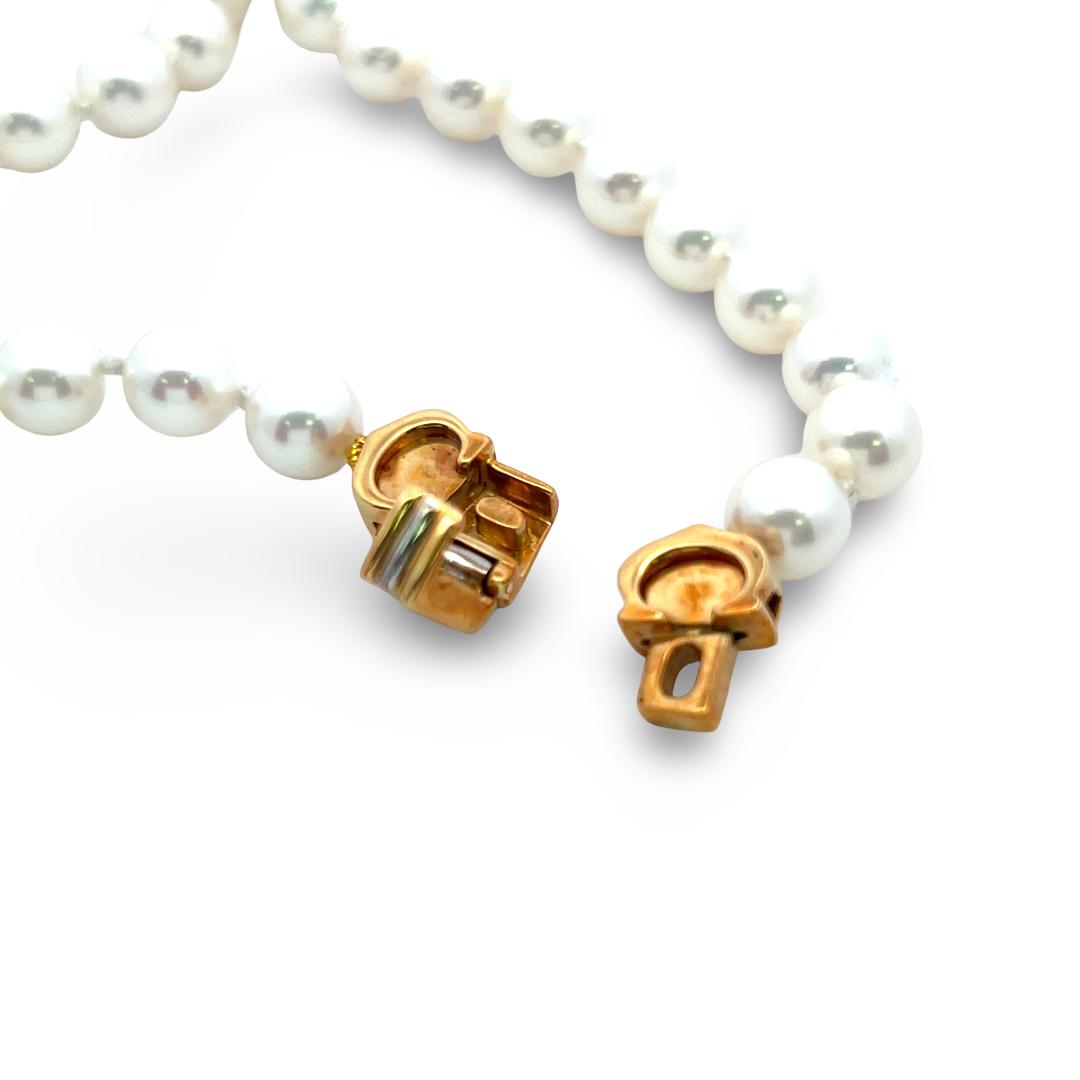 Cartier Vintage 18K Yellow Gold Beaded Necklace with 6.3-6.7mm Pearls 31.8 Grams