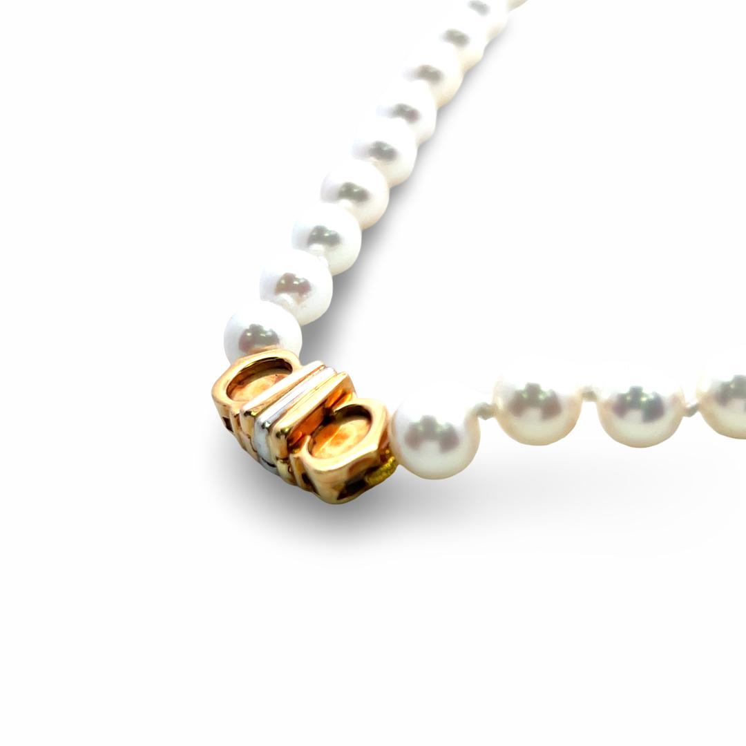 Cartier Vintage 18K Yellow Gold Beaded Necklace with 6.3-6.7mm Pearls 31.8 Grams