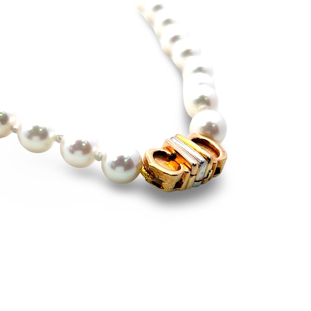 Cartier Vintage 18K Yellow Gold Beaded Necklace with 6.3-6.7mm Pearls 31.8 Grams