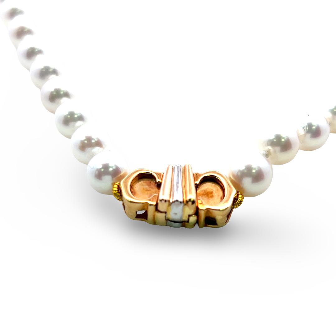 Cartier Vintage 18K Yellow Gold Beaded Necklace with 6.3-6.7mm Pearls 31.8 Grams