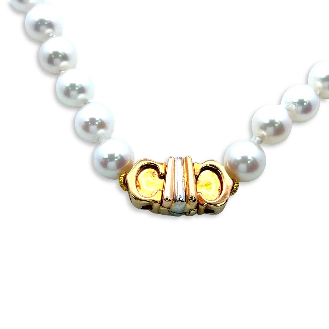 Cartier Vintage 18K Yellow Gold Beaded Necklace with 6.3-6.7mm Pearls 31.8 Grams