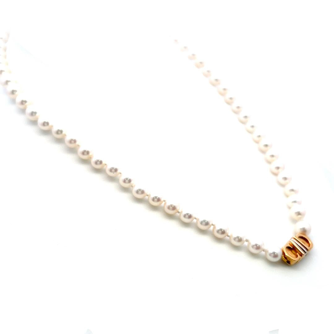 Cartier Vintage 18K Yellow Gold Beaded Necklace with 6.3-6.7mm Pearls 31.8 Grams