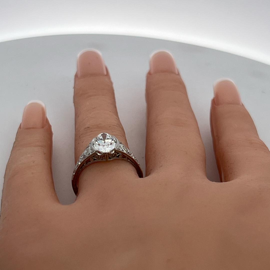 Platinum Engagement Ring with 2.42ct Marquis &  Old European Diamonds D VS2 GIA