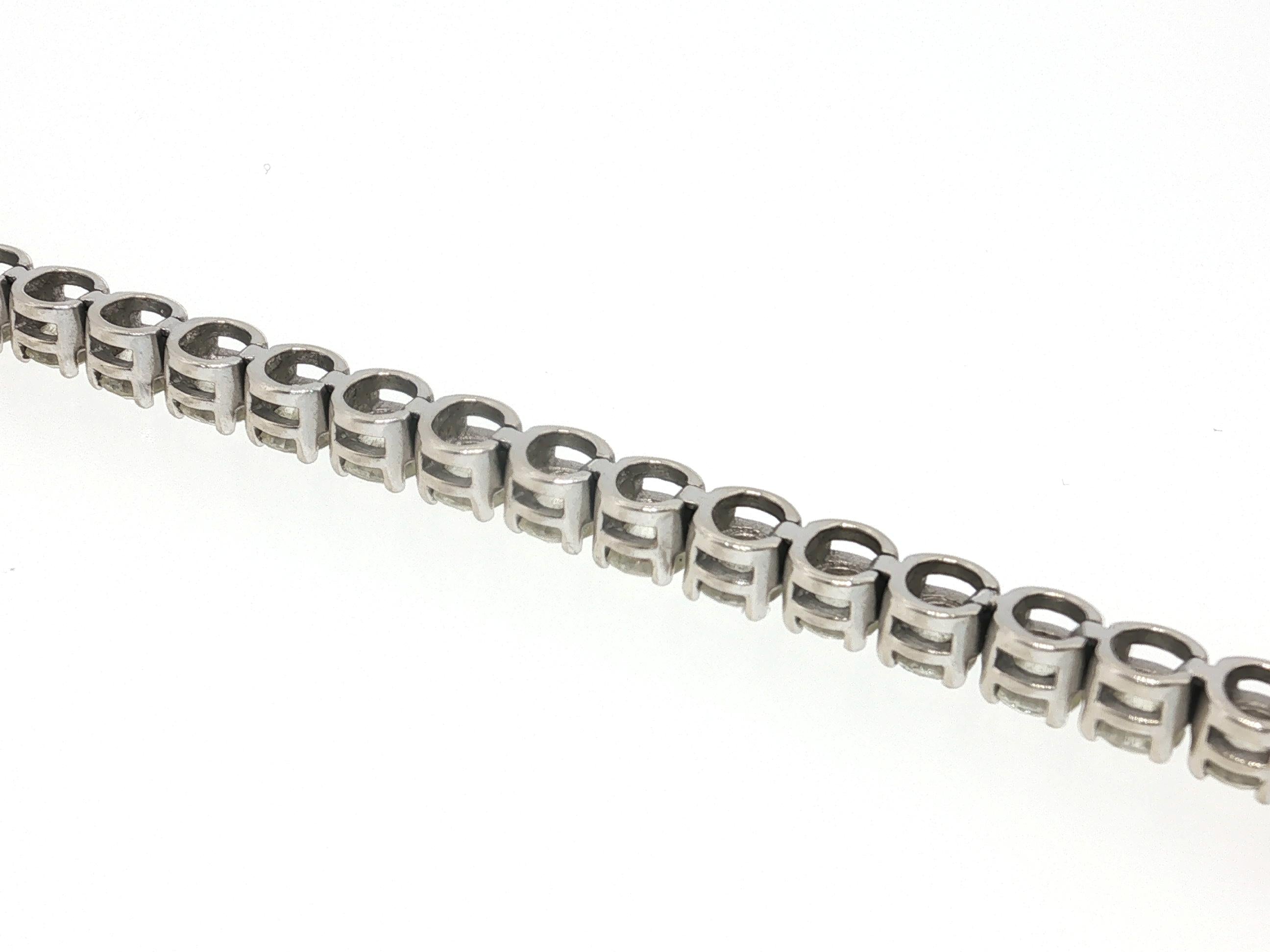 Vintage 14K White Gold Tennis Bracelet with 8 Carat Round J VS Diamonds
