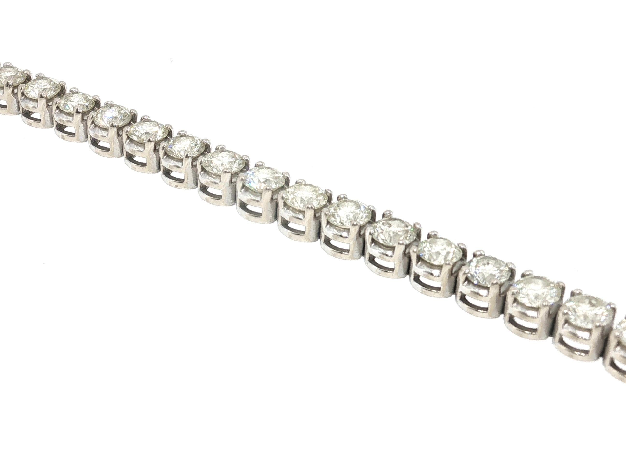 Vintage 14K White Gold Tennis Bracelet with 8 Carat Round J VS Diamonds