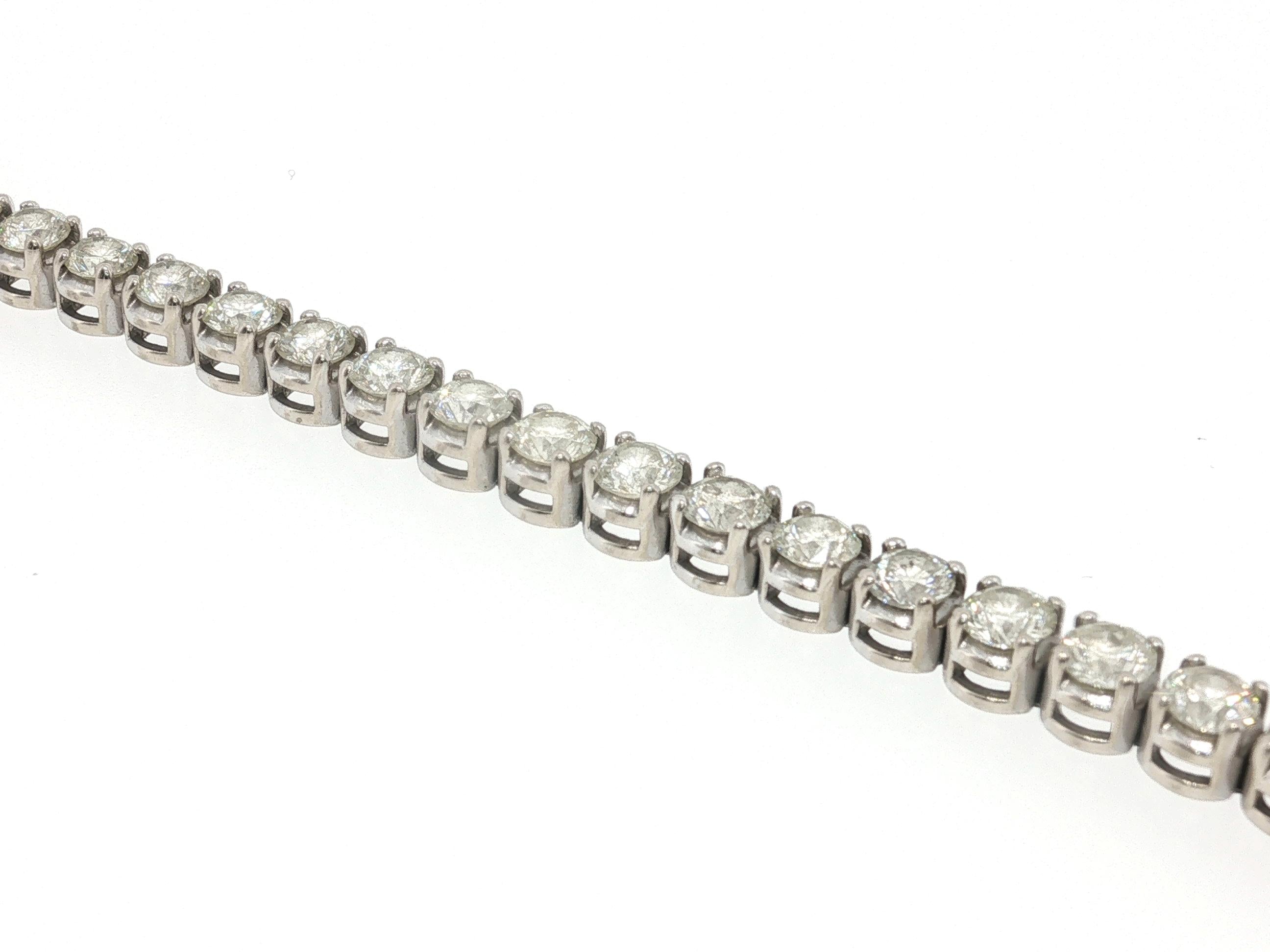 Vintage 14K White Gold Tennis Bracelet with 8 Carat Round J VS Diamonds