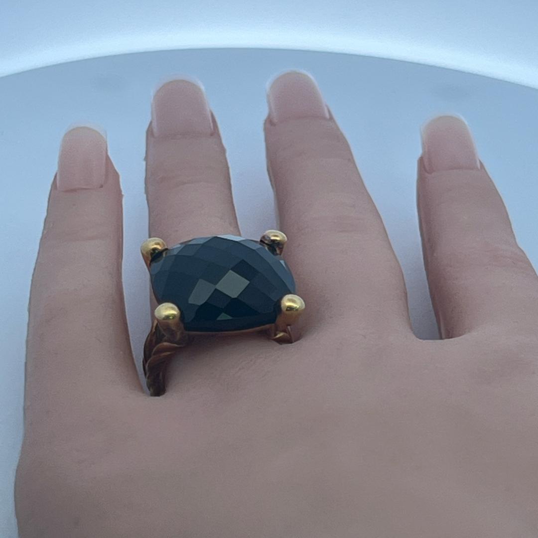 Vintage 18K Yellow Gold Cocktail Ring with 19.7x19.8 MM Onyx Size 7.5