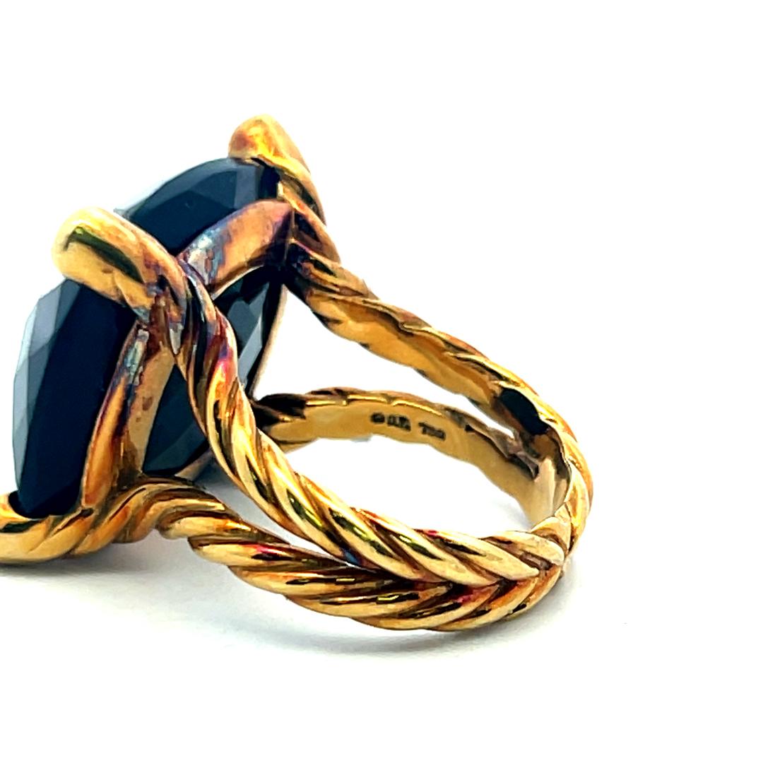 Vintage 18K Yellow Gold Cocktail Ring with 19.7x19.8 MM Onyx Size 7.5
