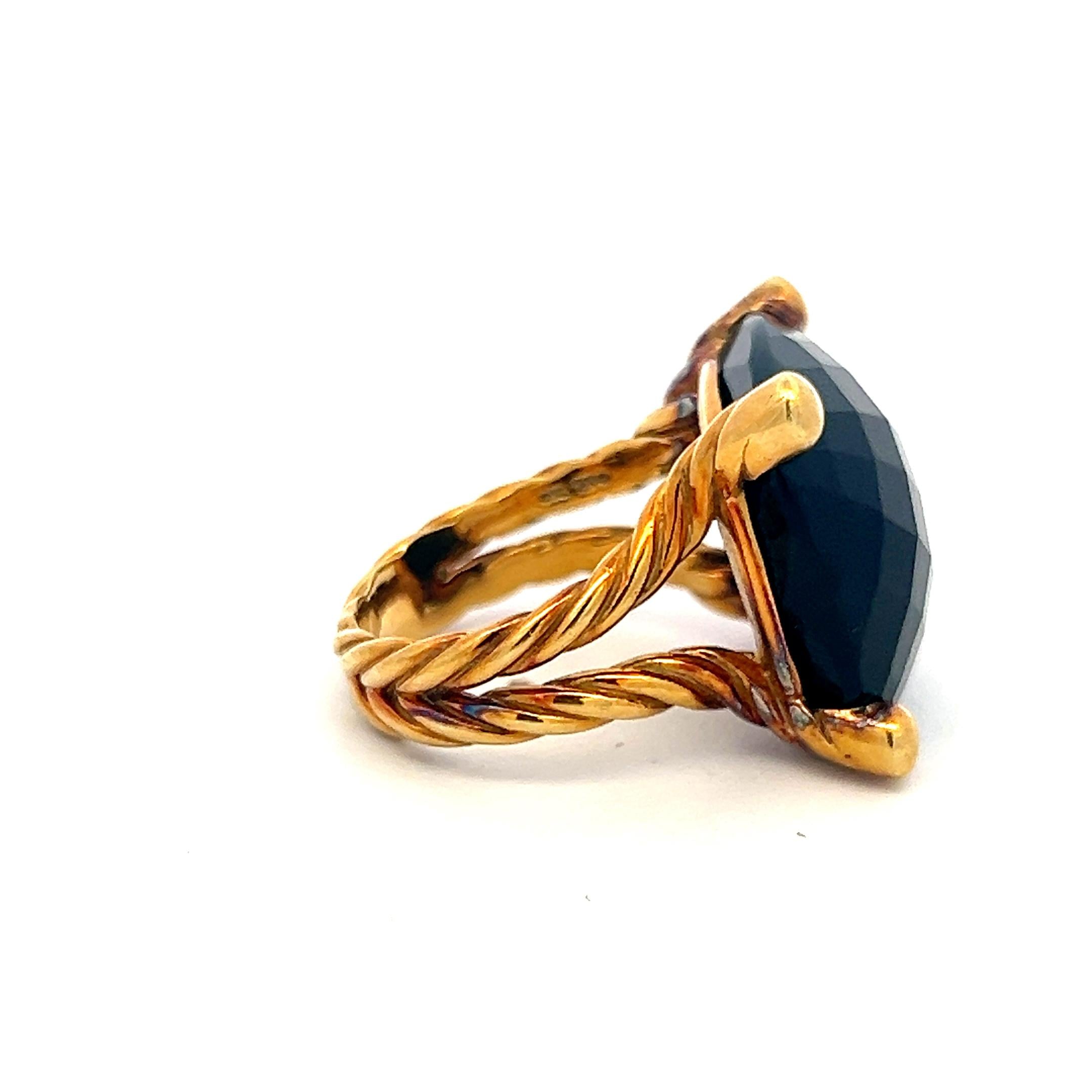 Vintage 18K Yellow Gold Cocktail Ring with 19.7x19.8 MM Onyx Size 7.5