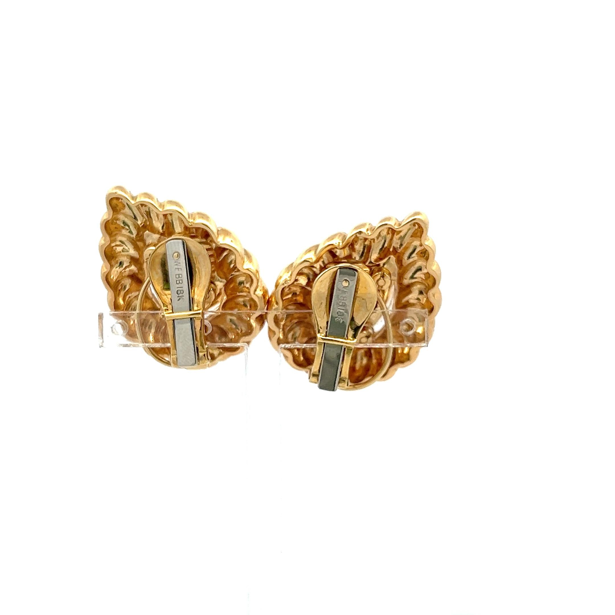 David Webb 18K YG Clip On Earrings with Pear Shaped 16.00x11.00 MM Tourmaline