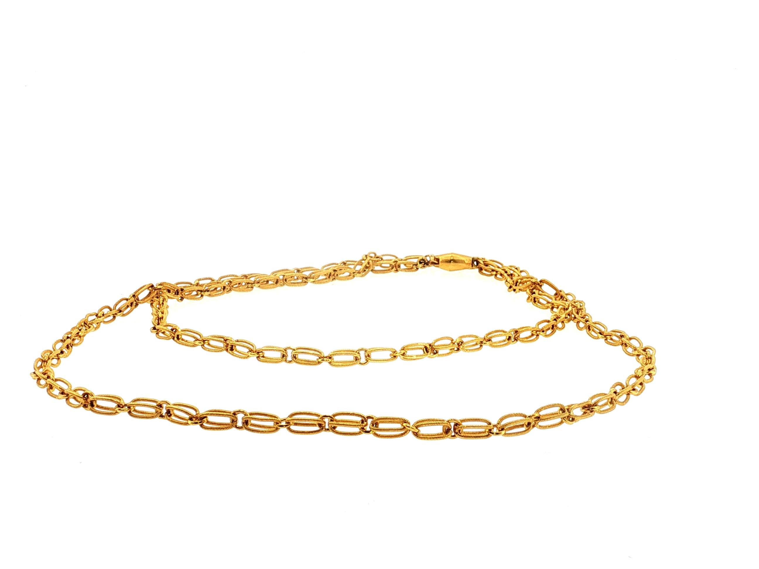 Vintage 18K Yellow Gold Link Necklace 29 Inches 27.7 Grams