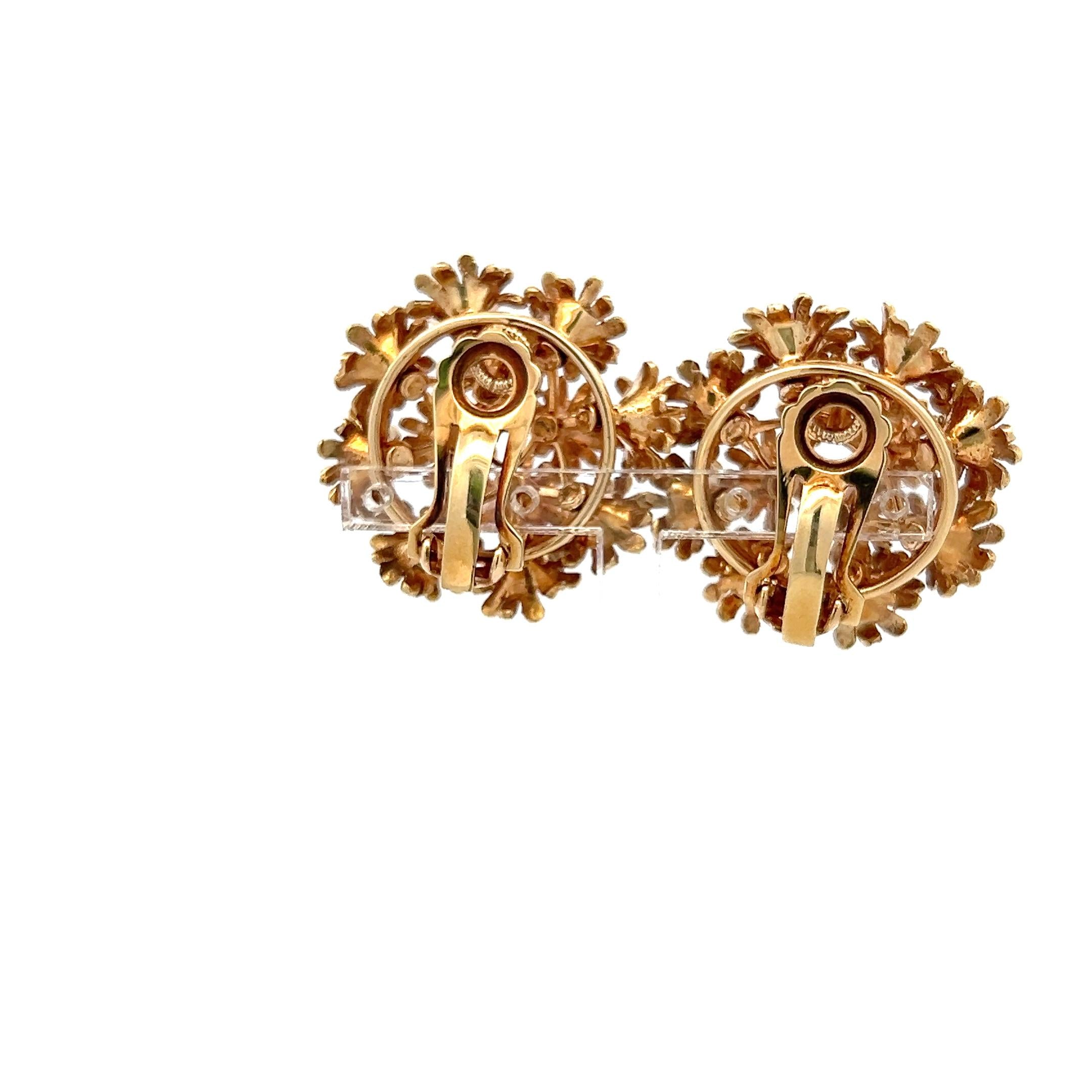 Estate 18K Yellow Gold Clip-On Earrings with 0.6 Carat Sapphire & 0.6 Carat Ruby