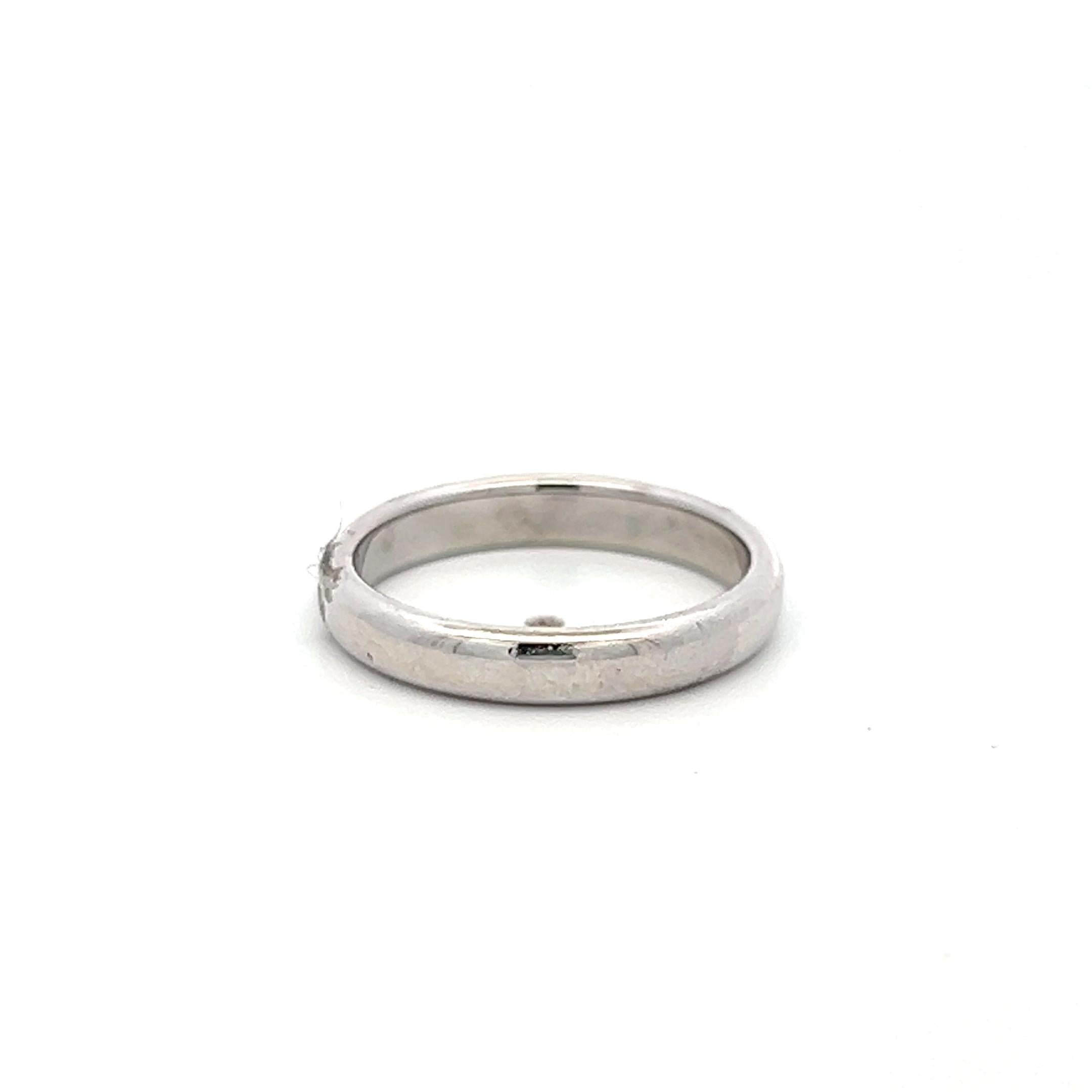 Tiffany & Co Vintage Platinum Band Ring 3MM wide 4.3 Grams Size 4.5