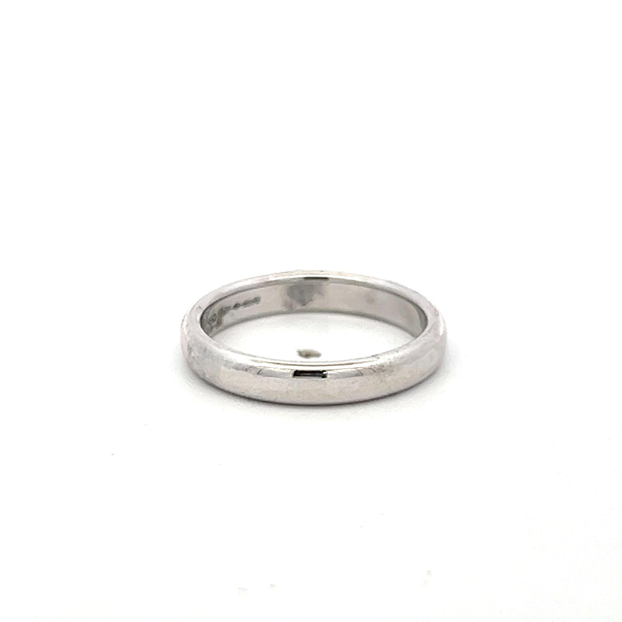 Tiffany & Co Vintage Platinum Band Ring 3MM wide 4.3 Grams Size 4.5